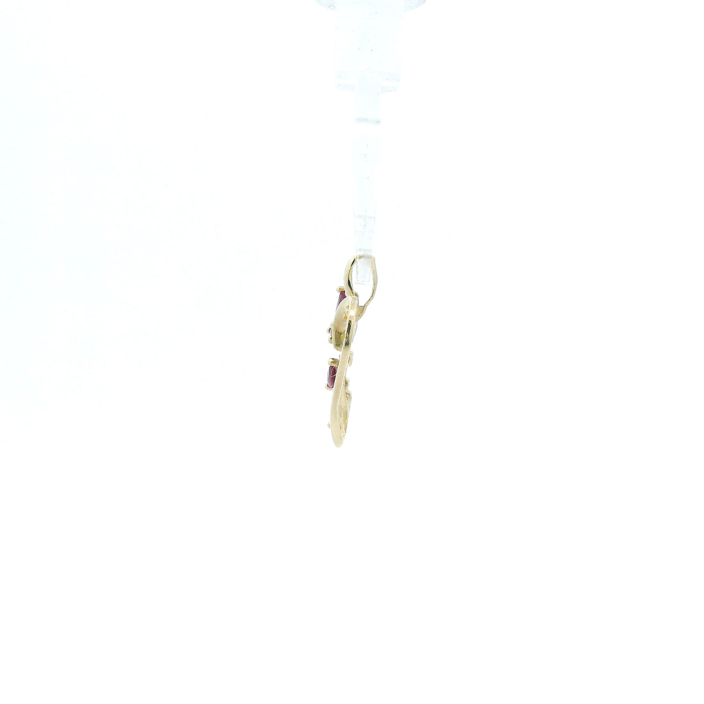 10K Yellow Gold Rubies & Diamond Heart Pendant - 0.02ct