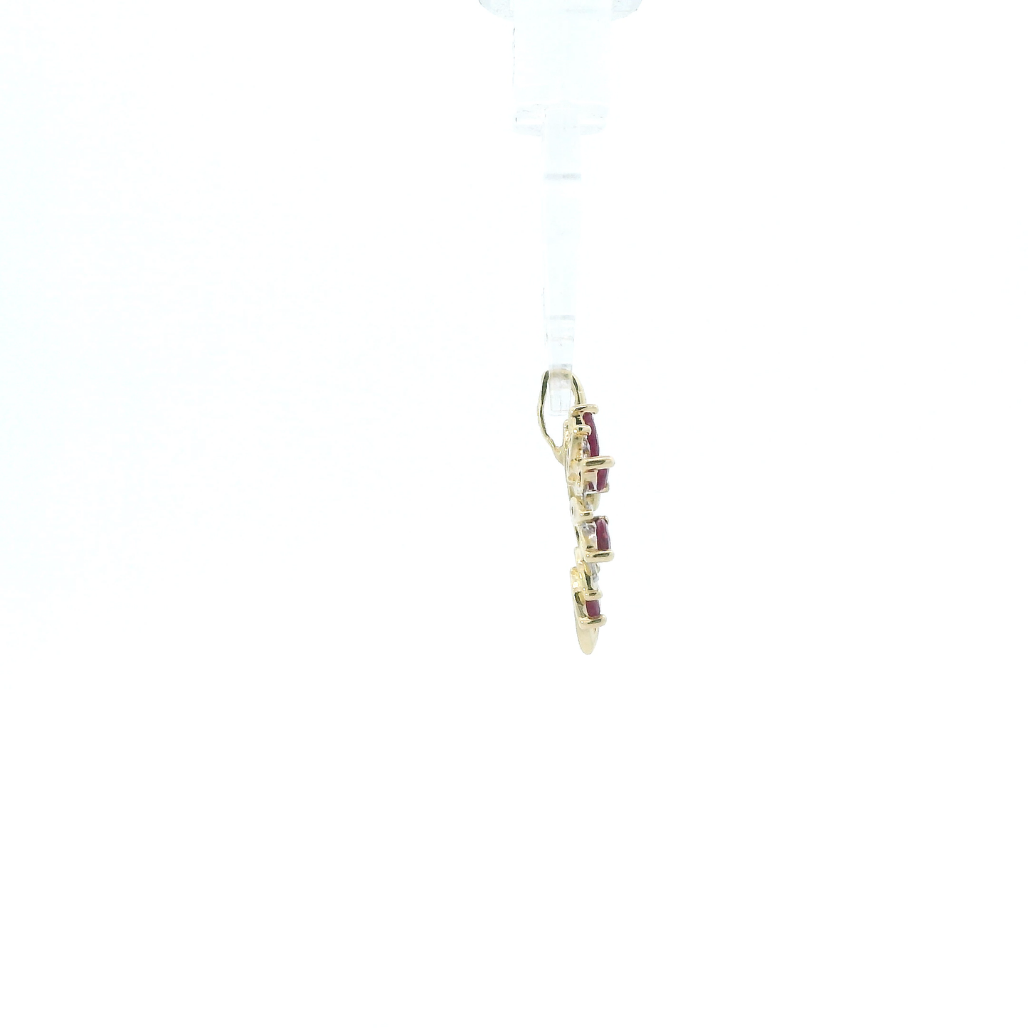 10K Yellow Gold Rubies & Diamond Heart Pendant - 0.02ct