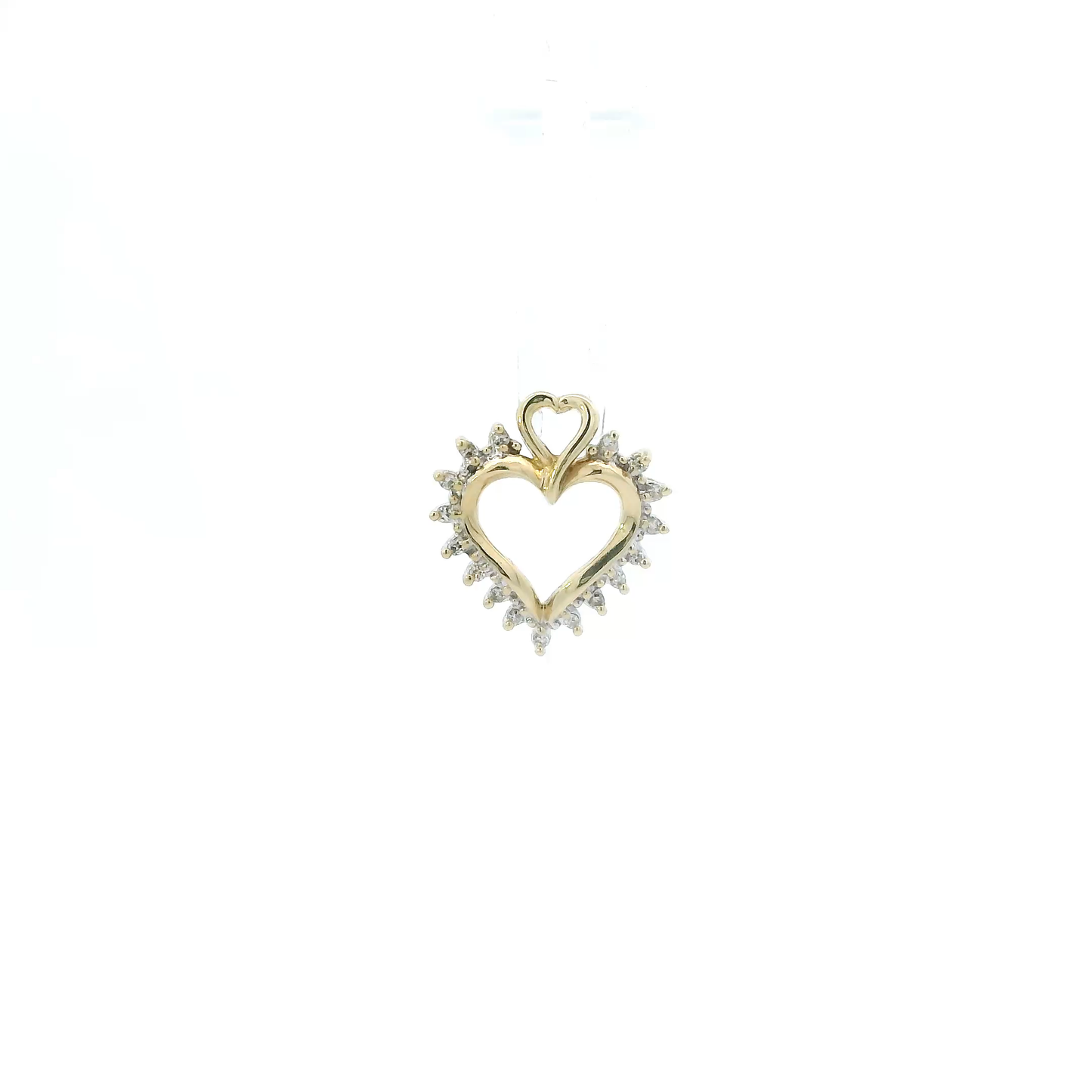 10K Yellow Gold Diamond Heart Pendant - 0.11ct