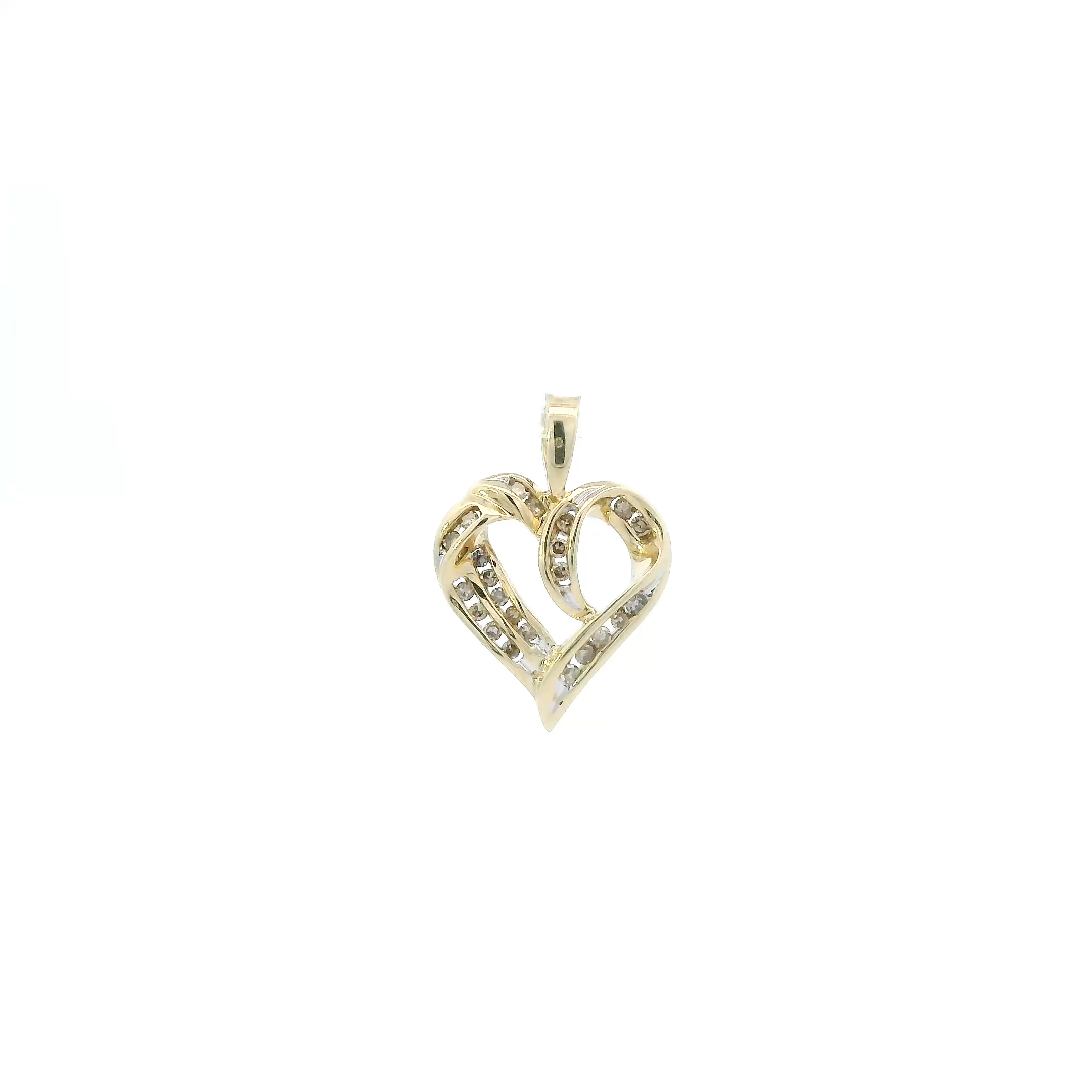 10K Yellow Gold Diamond Heart Pendant