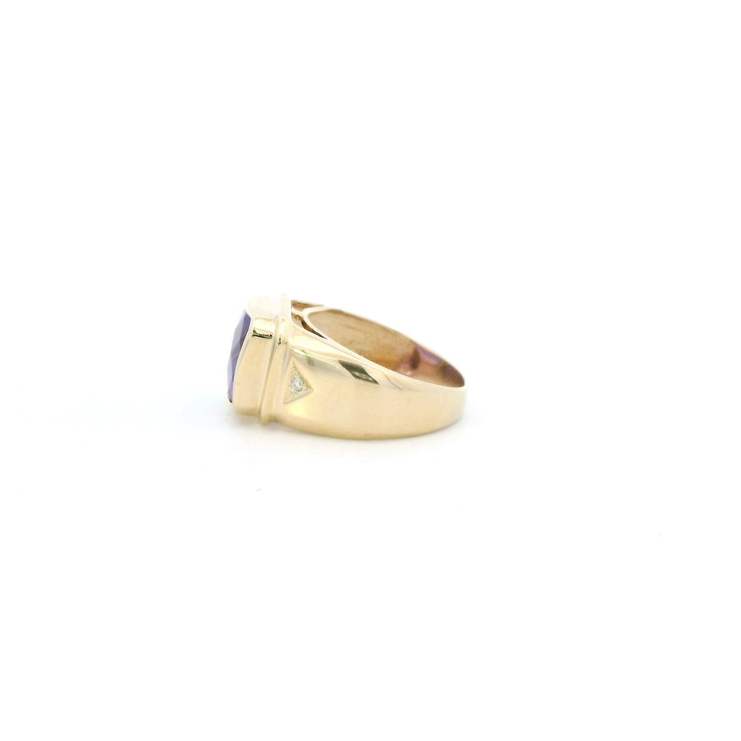 14K Yellow Gold Synthetic Purple Topaz Womens Ring