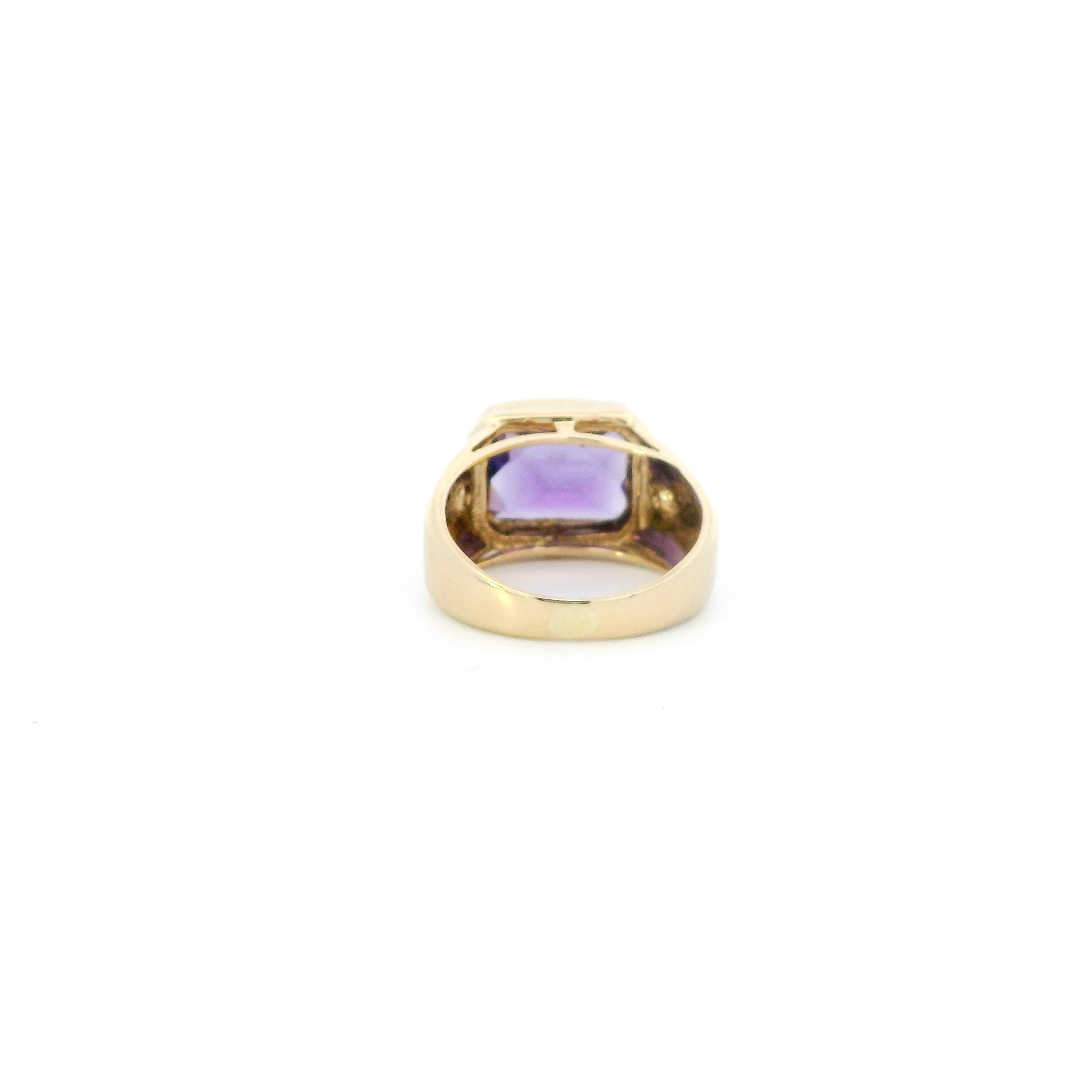 14K Yellow Gold Synthetic Purple Topaz Womens Ring