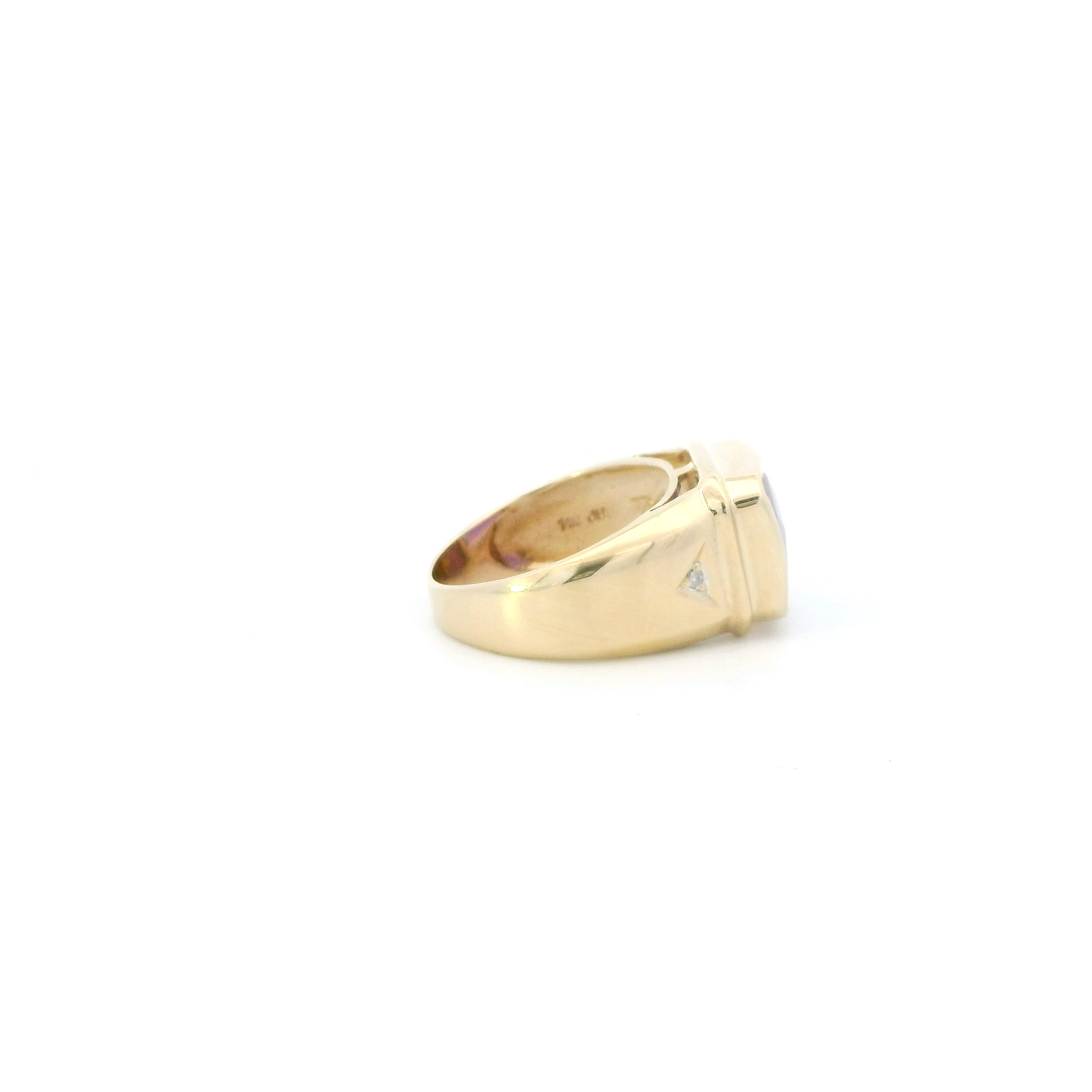 14K Yellow Gold Synthetic Purple Topaz Womens Ring