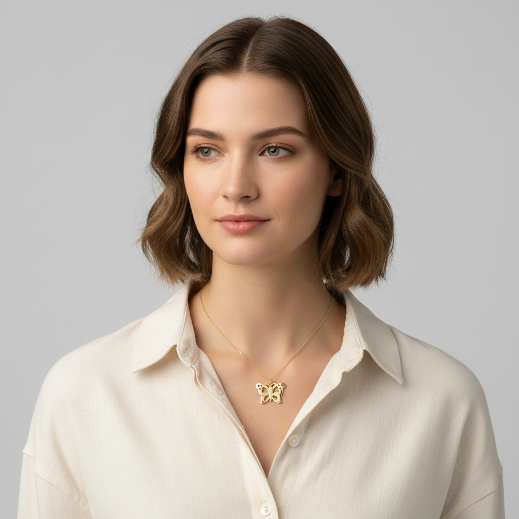 14K Yellow Gold Butterfly Pendant