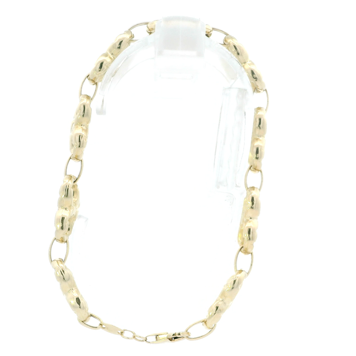 14K Yellow Gold 8" Nugget Puff Heart Link Bracelet