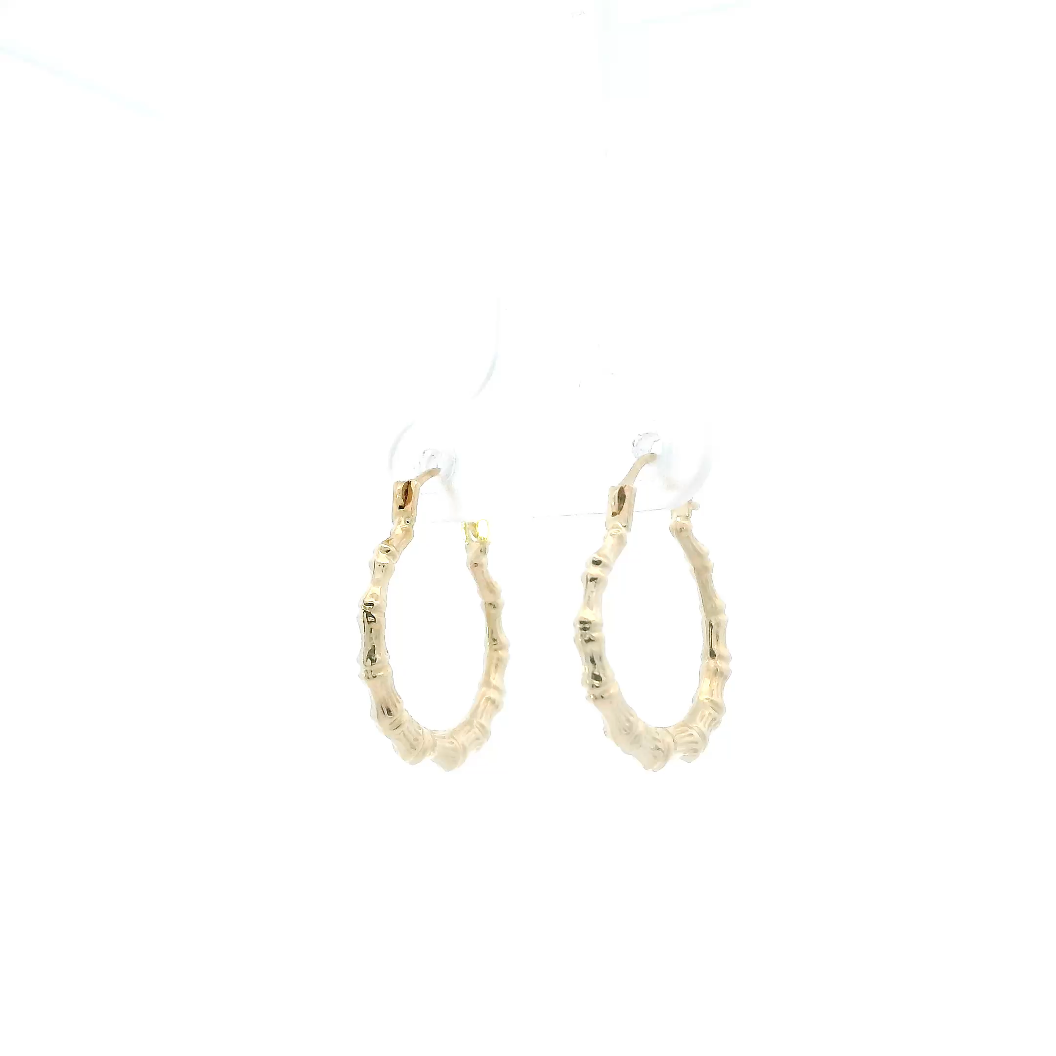 14K Yellow Gold Bamboo Hoop Earrings
