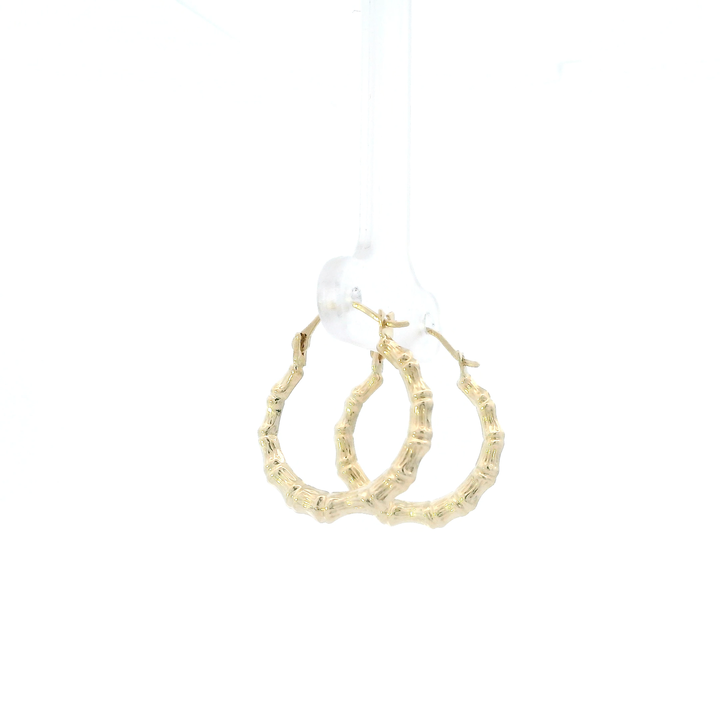 14K Yellow Gold Bamboo Hoop Earrings