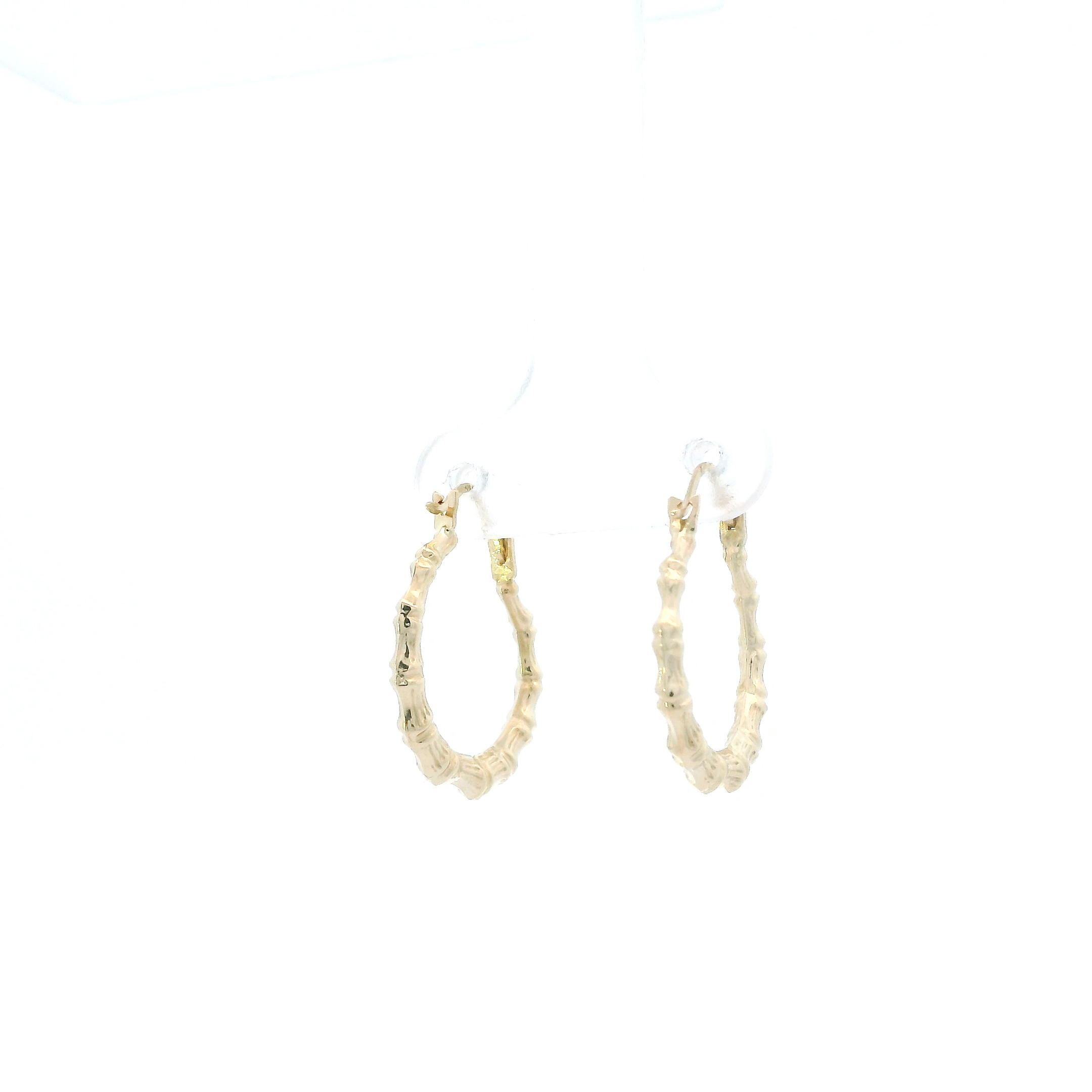 14K Yellow Gold Bamboo Hoop Earrings