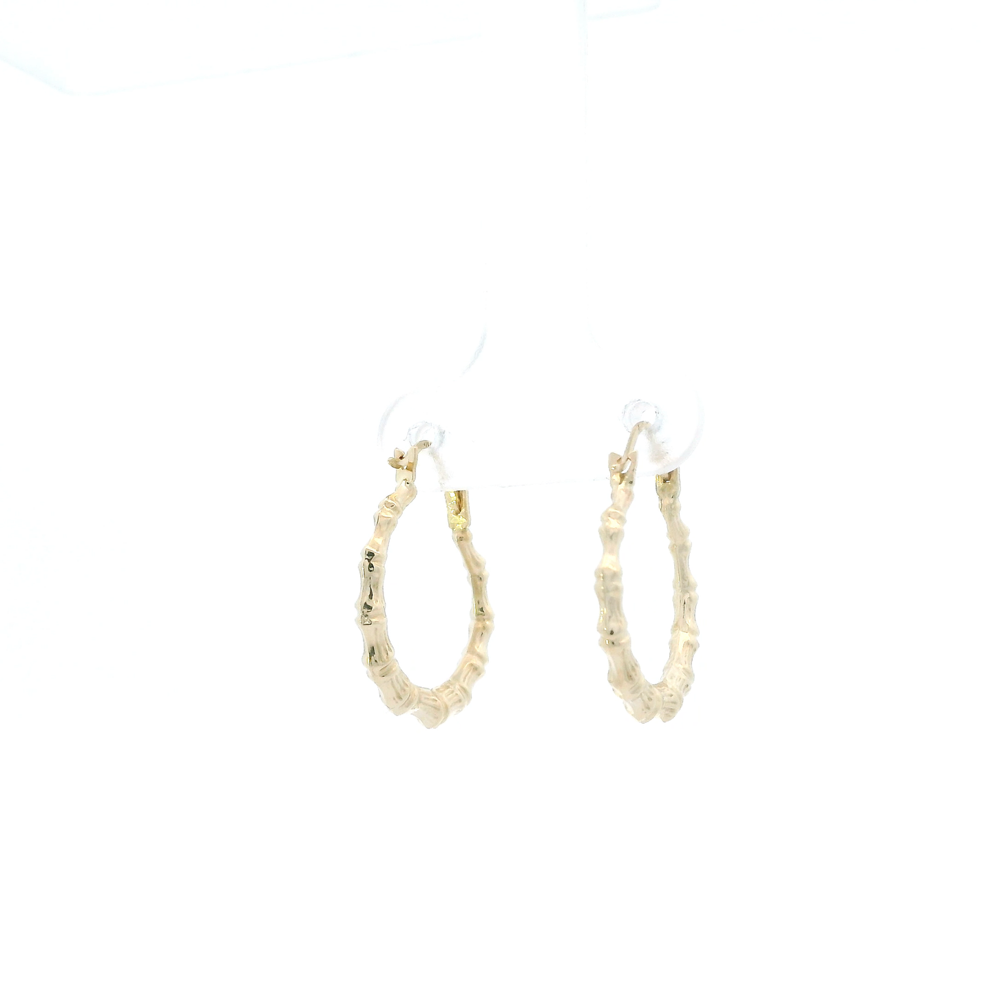 14K Yellow Gold Bamboo Hoop Earrings