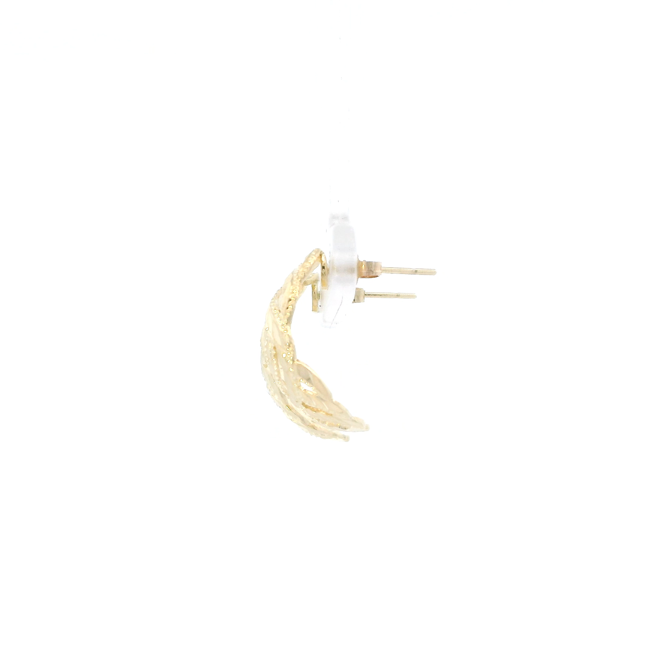 14K Yellow Gold Diamond Cut Filigree Curved Earrings