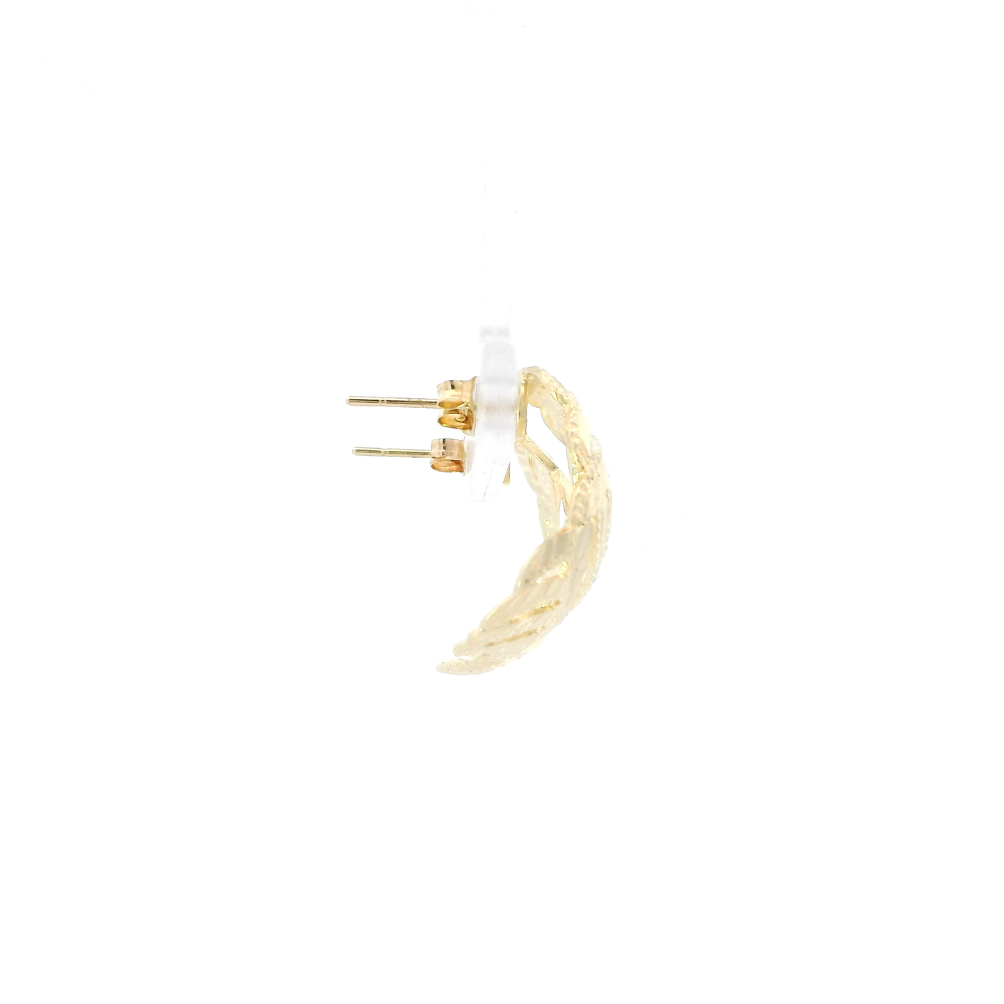 14K Yellow Gold Diamond Cut Filigree Curved Earrings