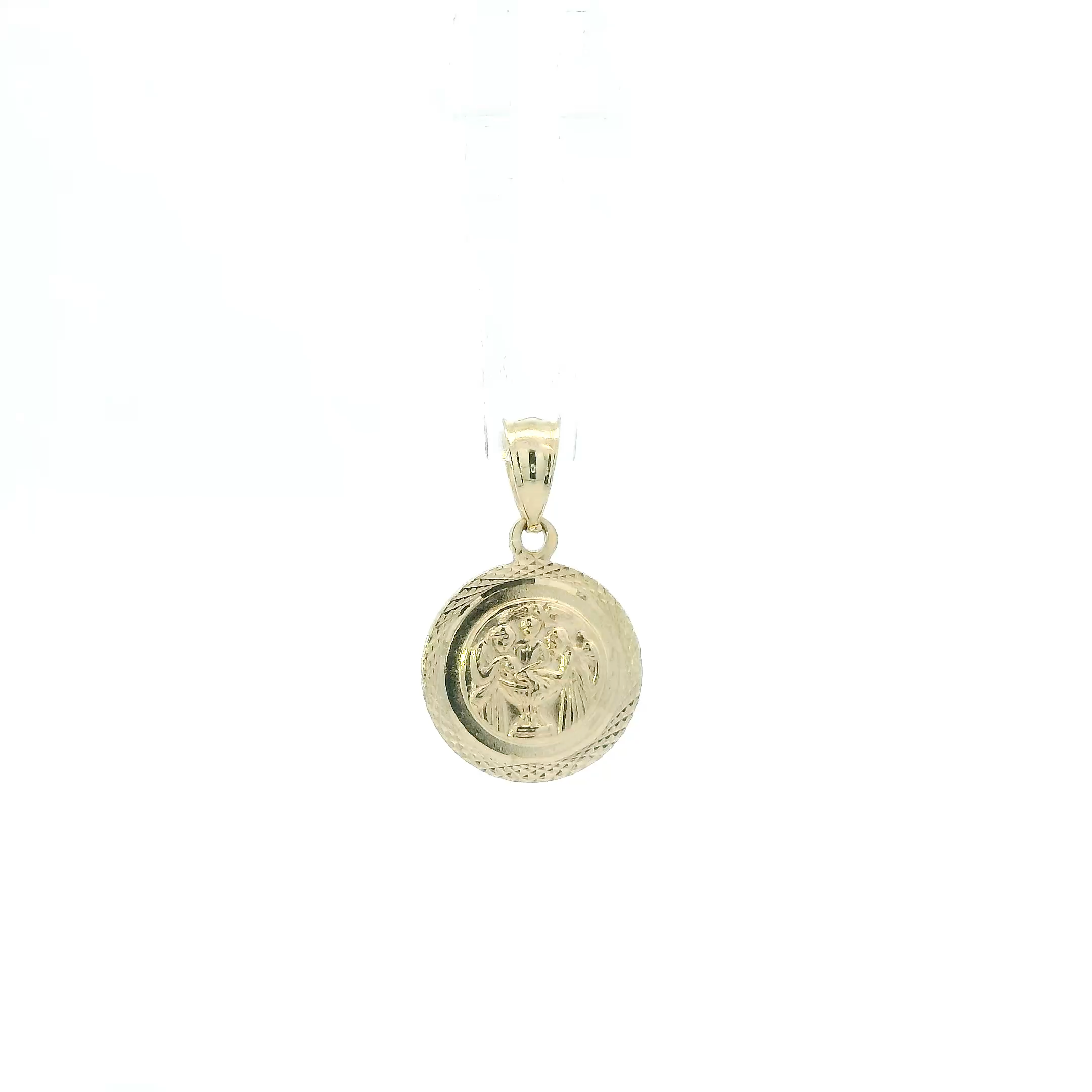 14K Yellow Gold Diamond Cut Baptism Pendant