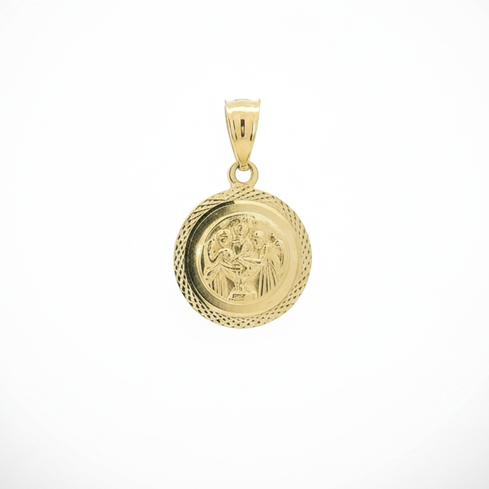 14K Yellow Gold Diamond Cut Baptism Pendant