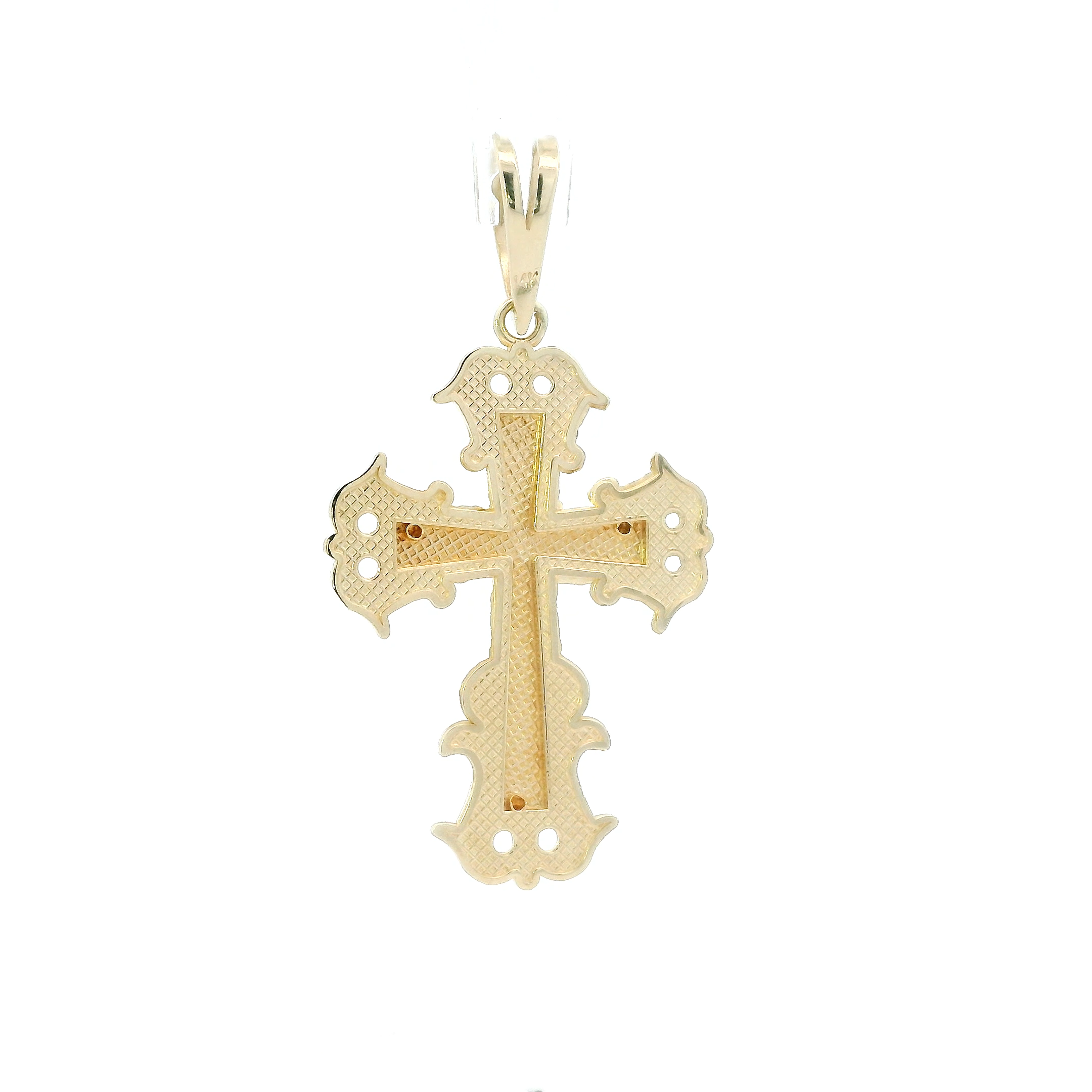 14K Yellow & White Gold Diamond Cut Cross Pendant