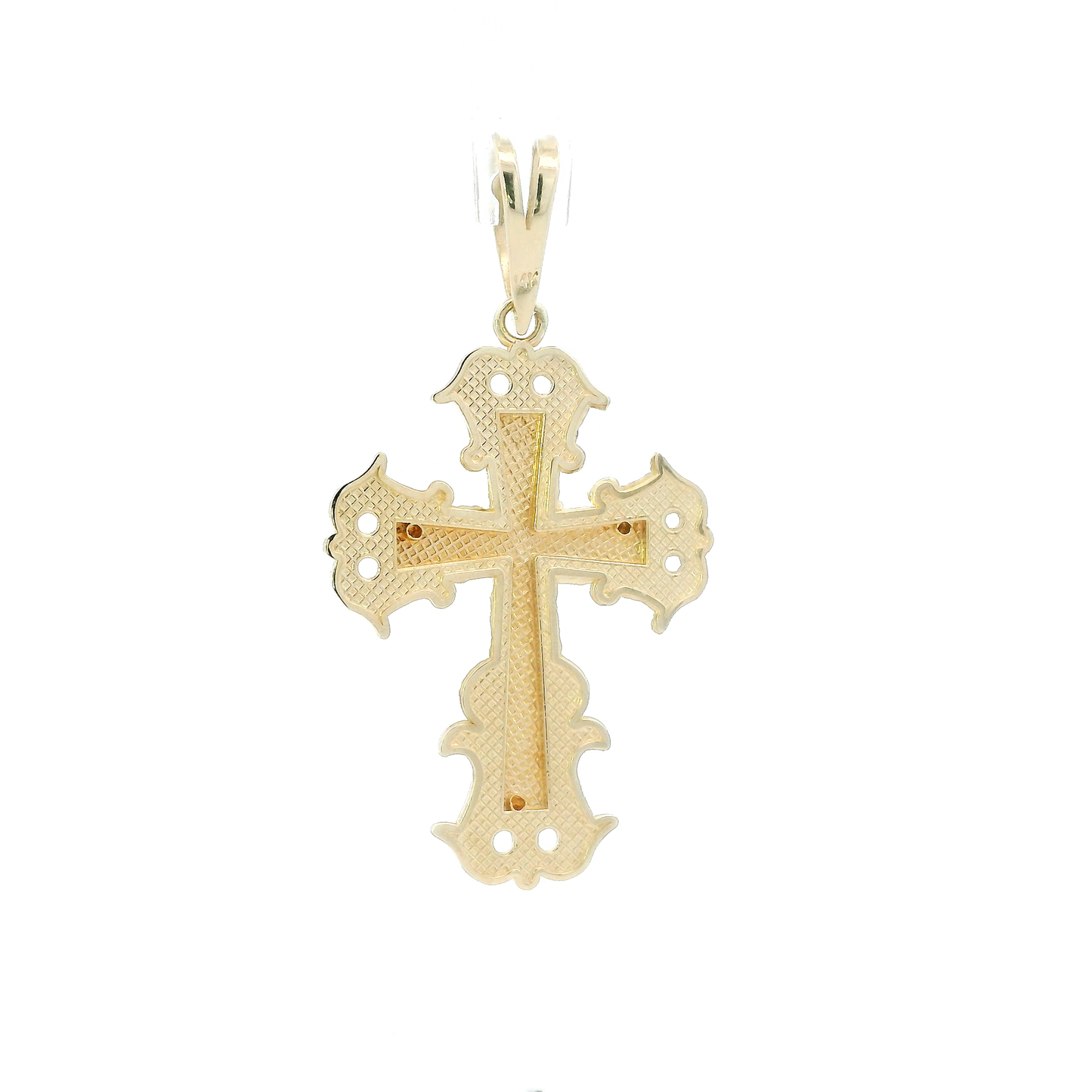 14K Yellow & White Gold Diamond Cut Cross Pendant