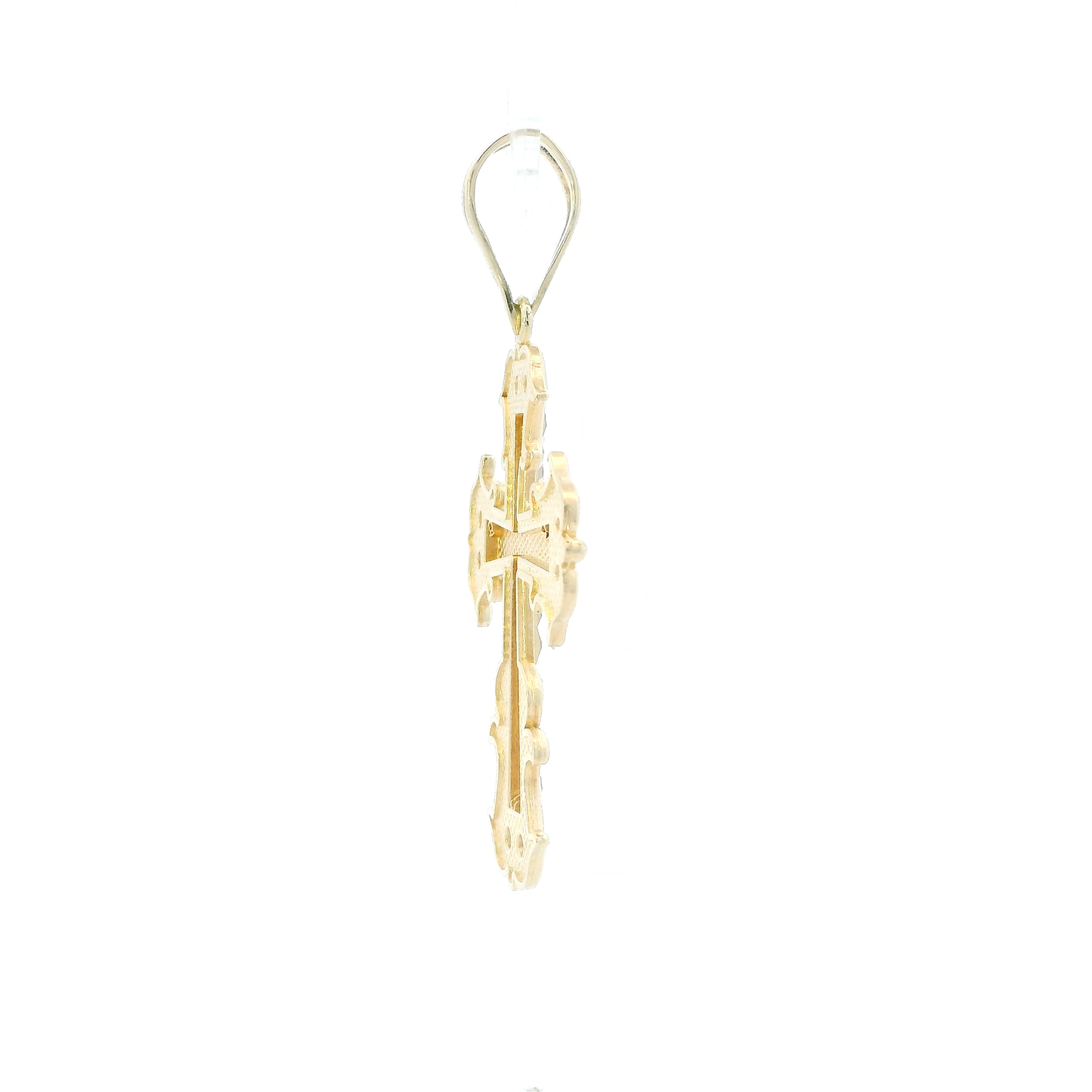 14K Yellow & White Gold Diamond Cut Cross Pendant