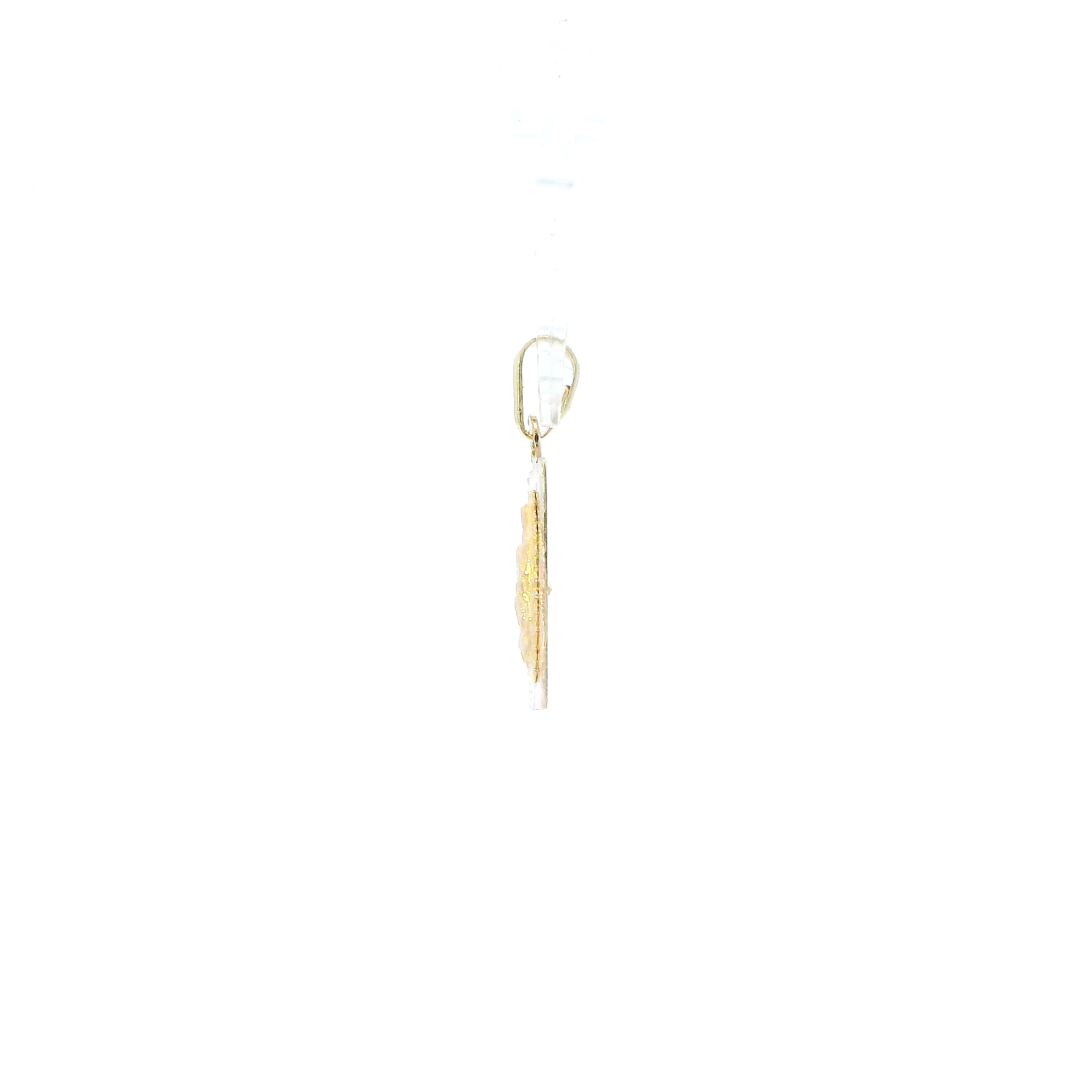14k Tri Color Gold Diamond Cut Rectangle Religious Pendant
