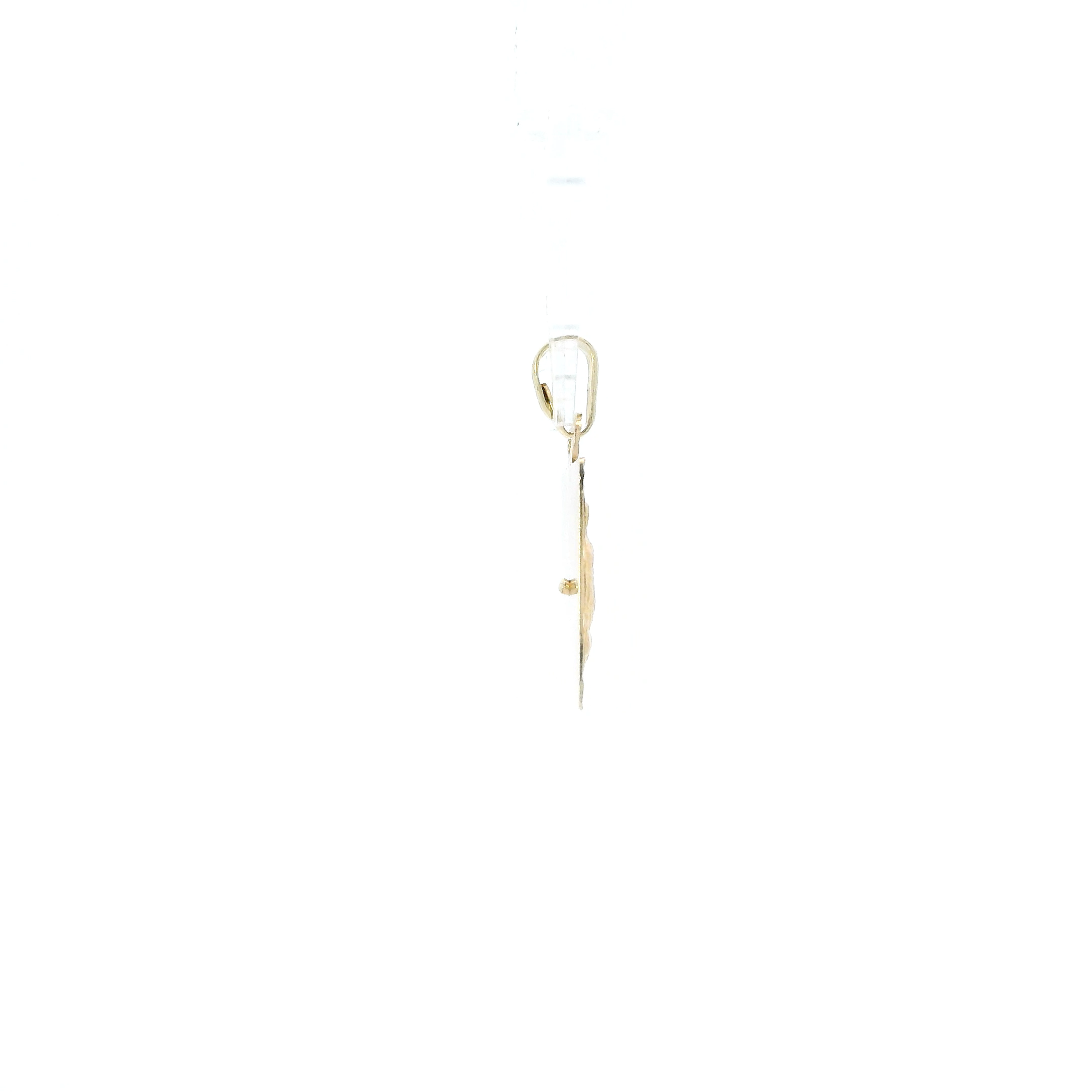 14k Tri Color Gold Diamond Cut Rectangle Religious Pendant
