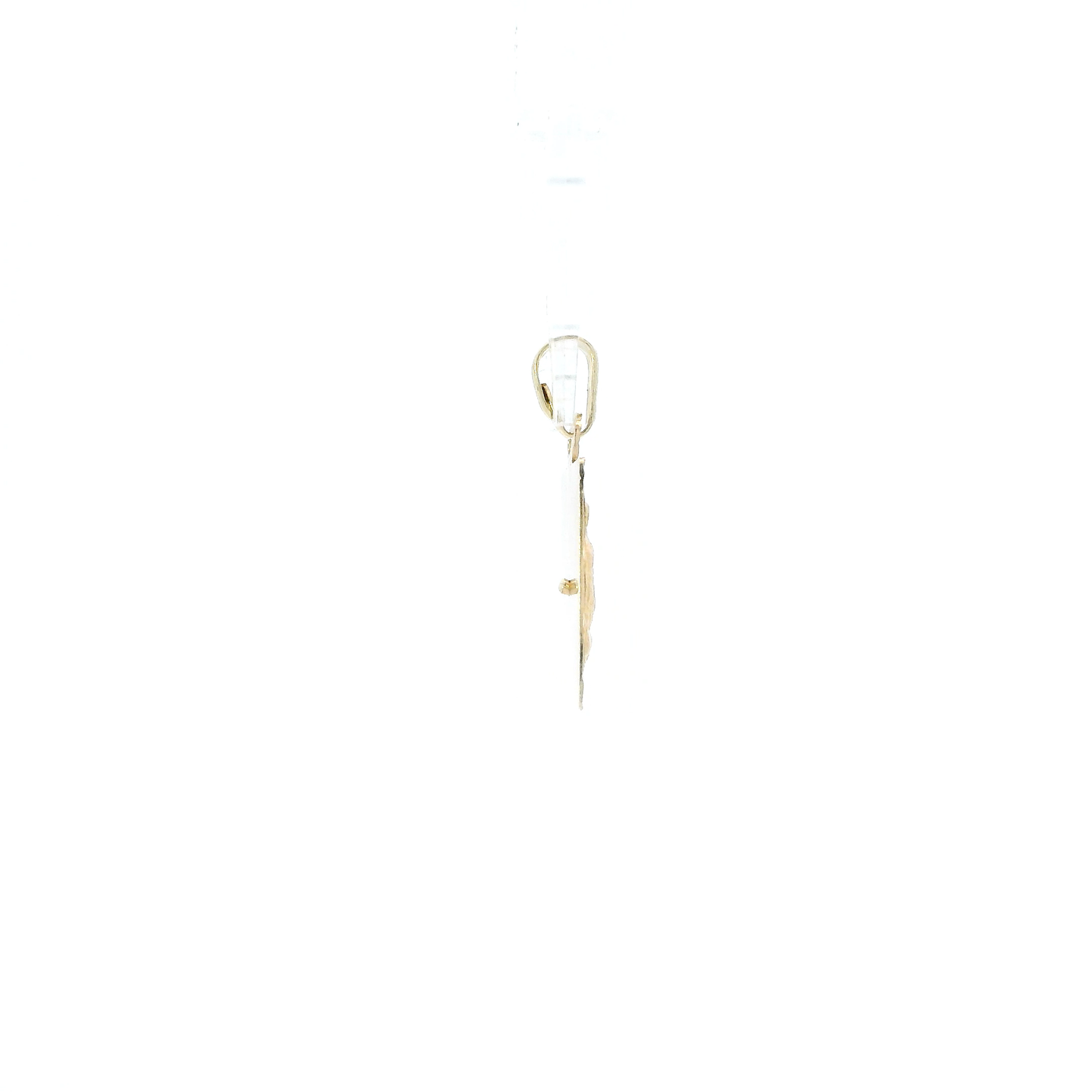 14k Tri Color Gold Diamond Cut Rectangle Religious Pendant