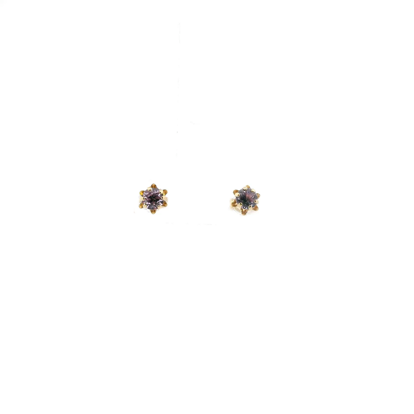 14K Yellow Gold Purple Sapphire Stud Earrings