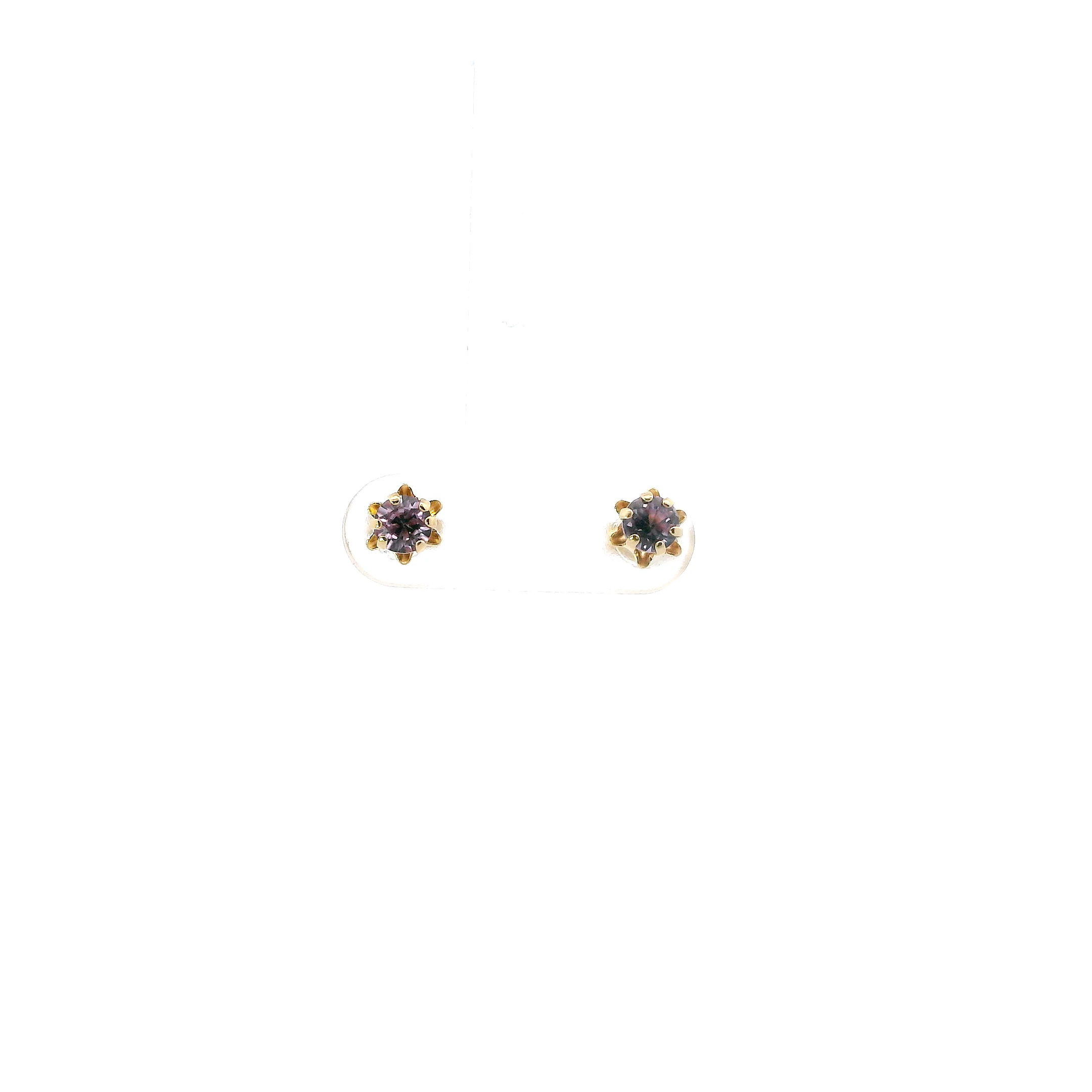 14K Yellow Gold Purple Sapphire Stud Earrings
