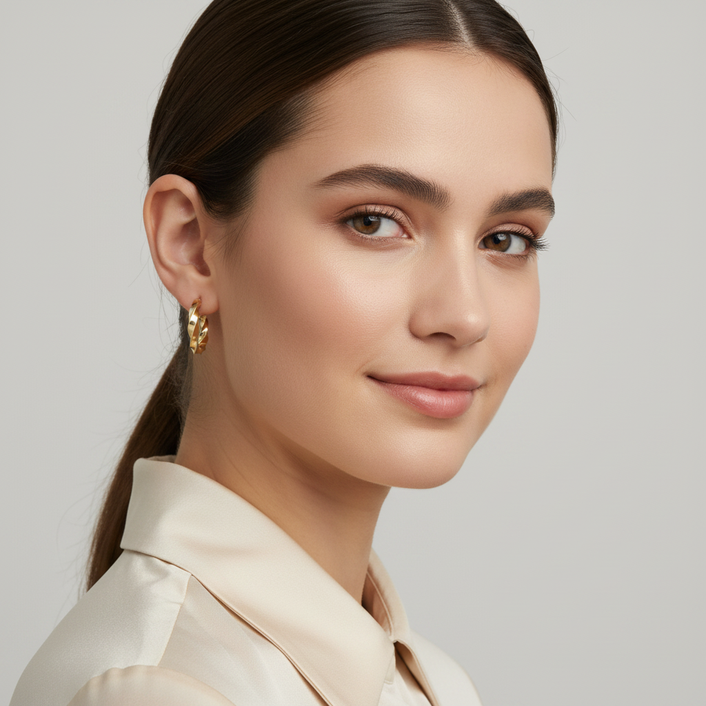 14K Yellow Gold Twisted Hoop Earrings