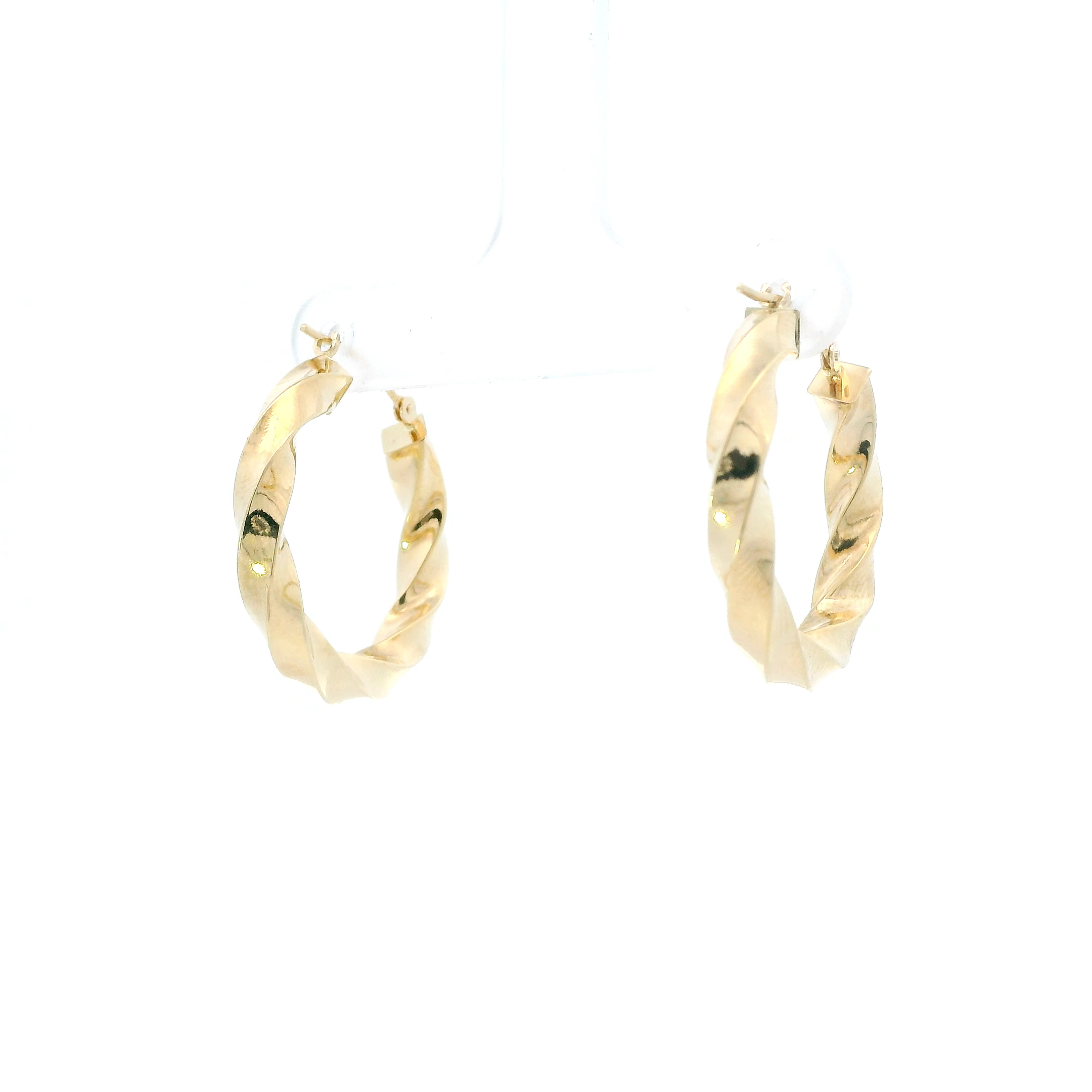 14K Yellow Gold Twisted Hoop Earrings
