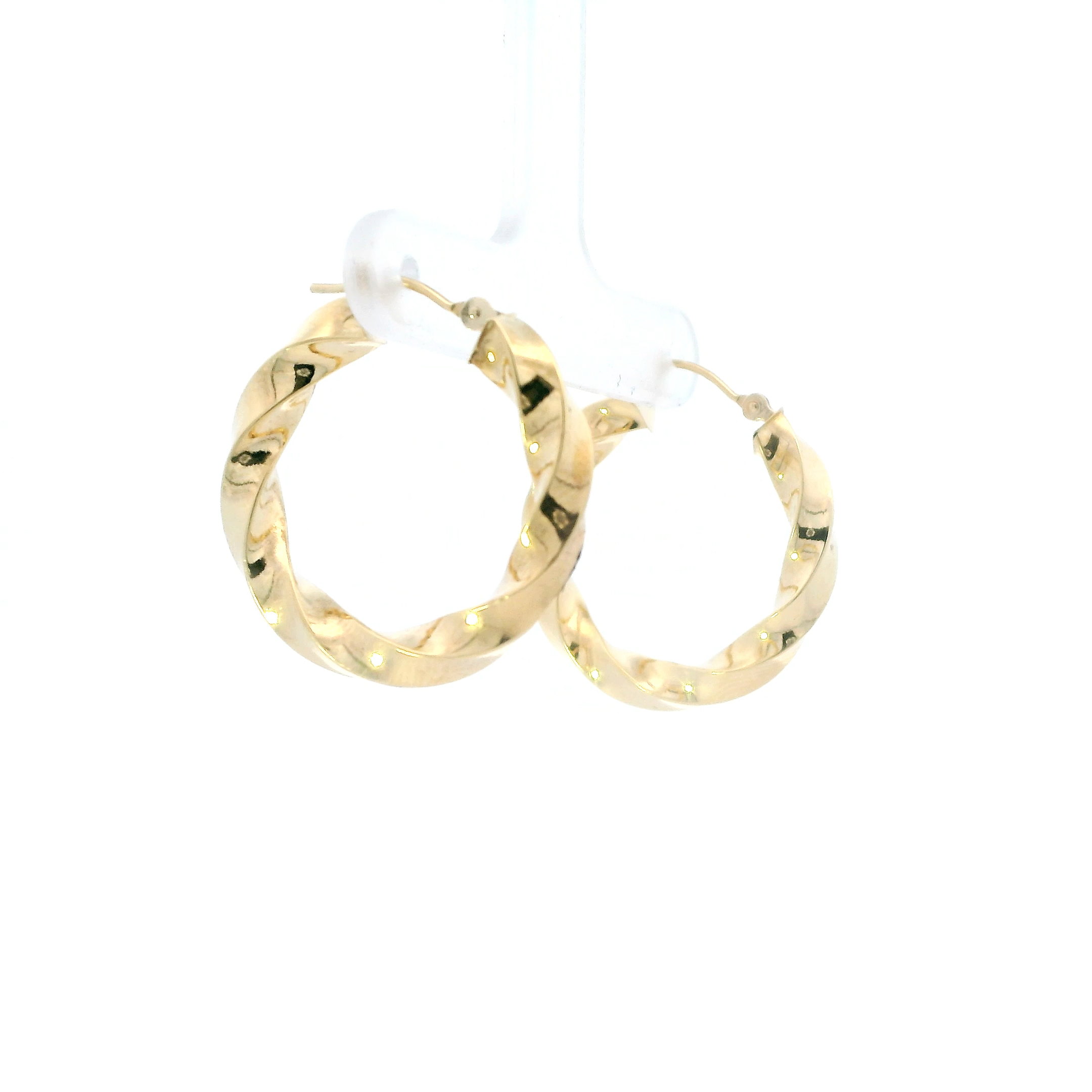 14K Yellow Gold Twisted Hoop Earrings