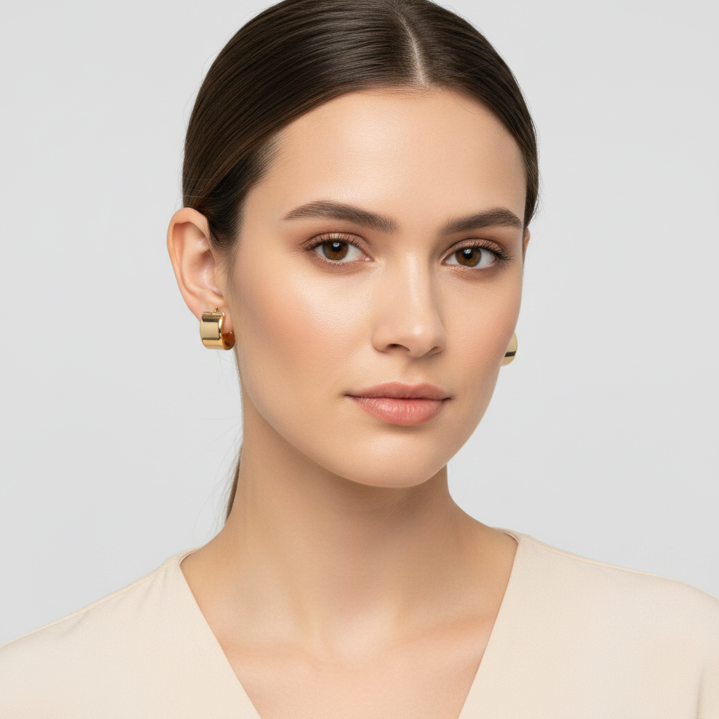 14K Yellow Gold Chunky Hoop Earrings