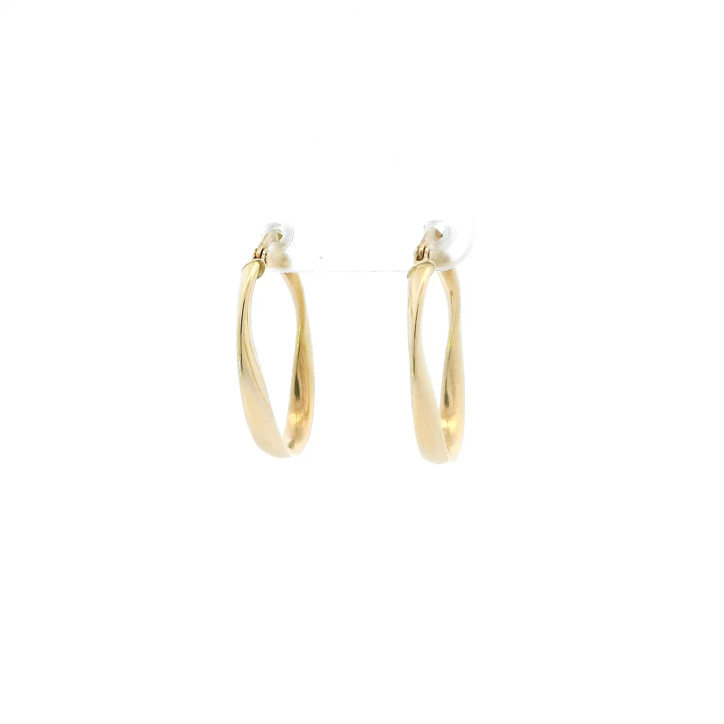 14K Yellow Gold Oval Wavy Hoop Earrings