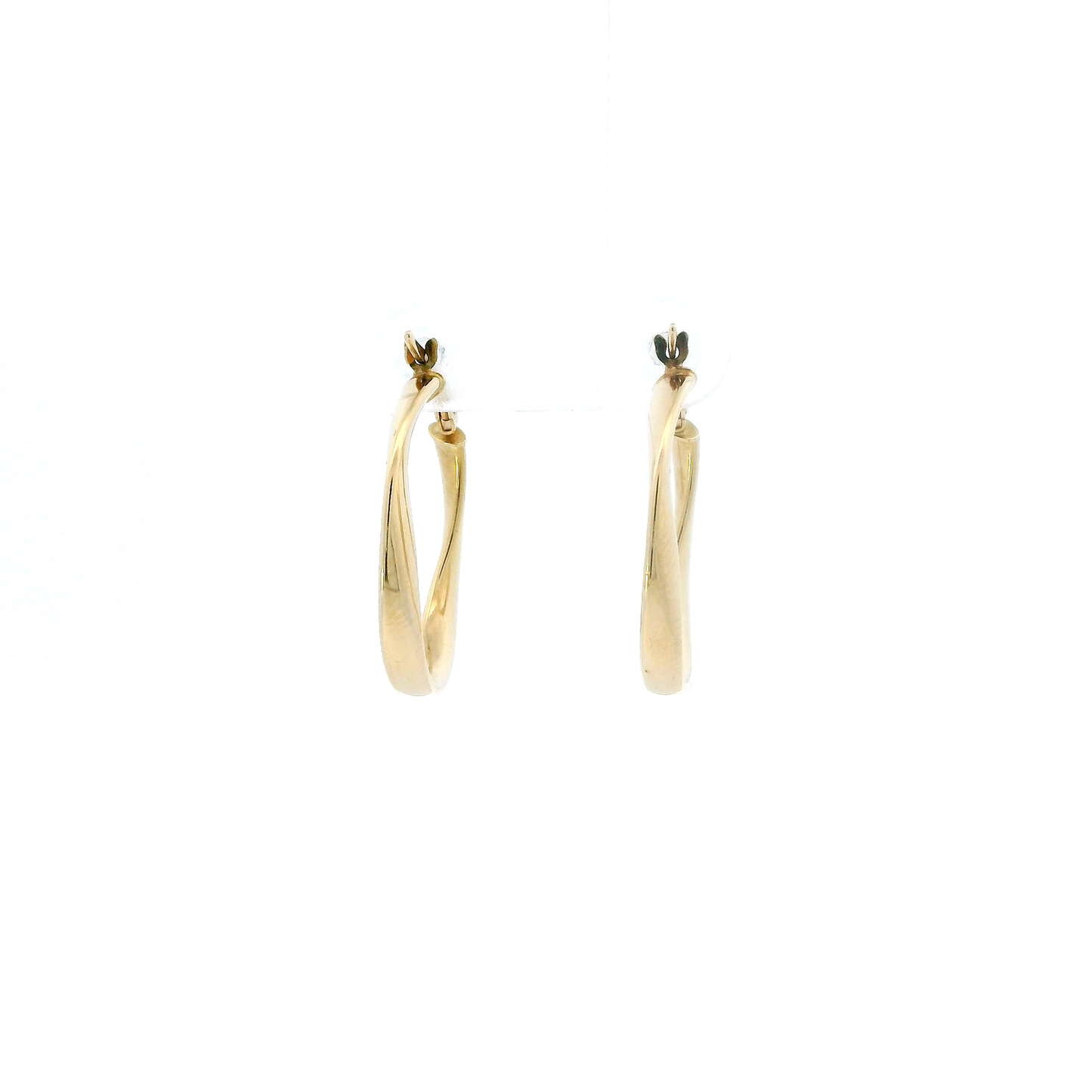 14K Yellow Gold Oval Wavy Hoop Earrings