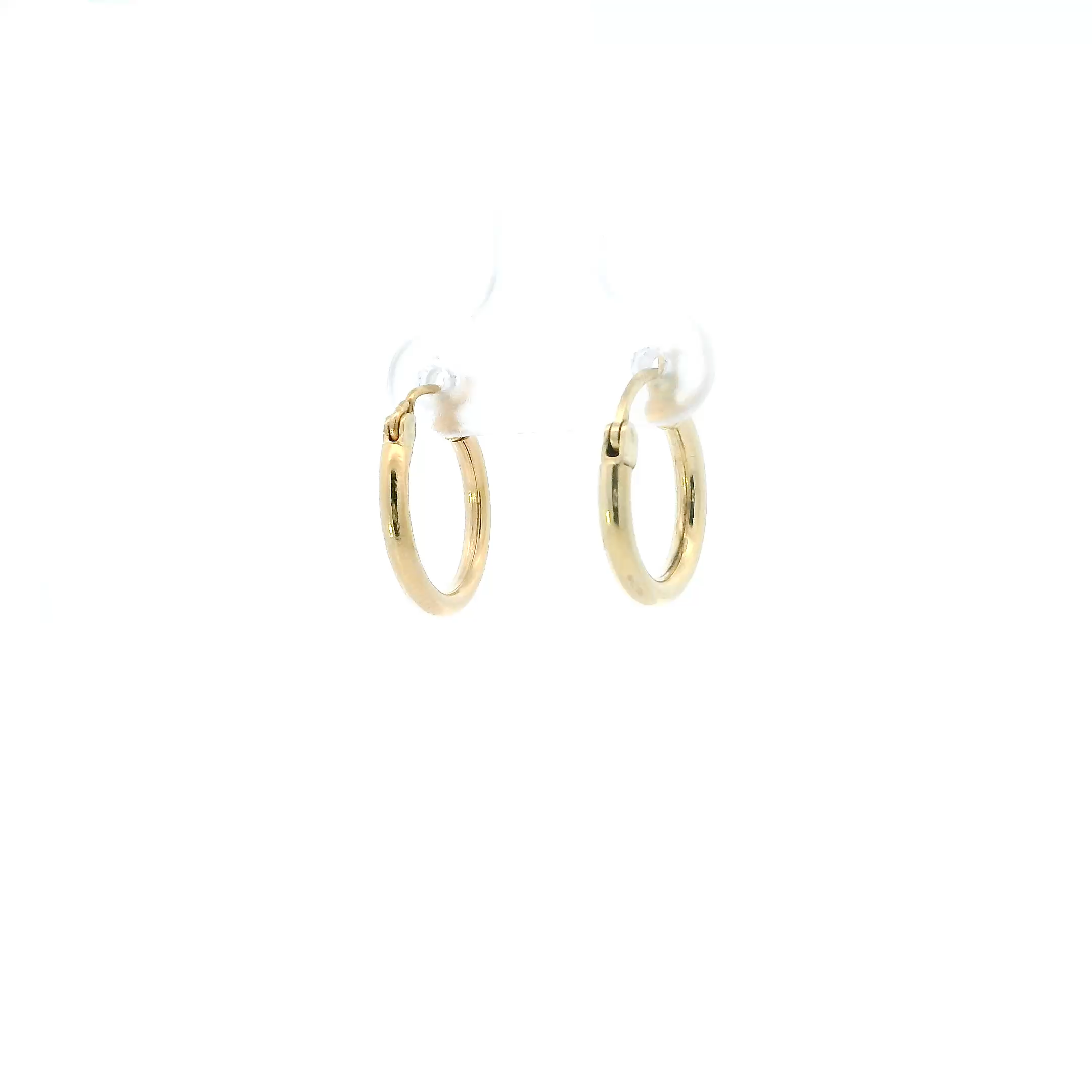 14K Yellow Gold Tube Hoop Earrings