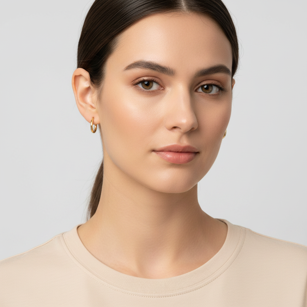 14K Yellow Gold Tube Hoop Earrings