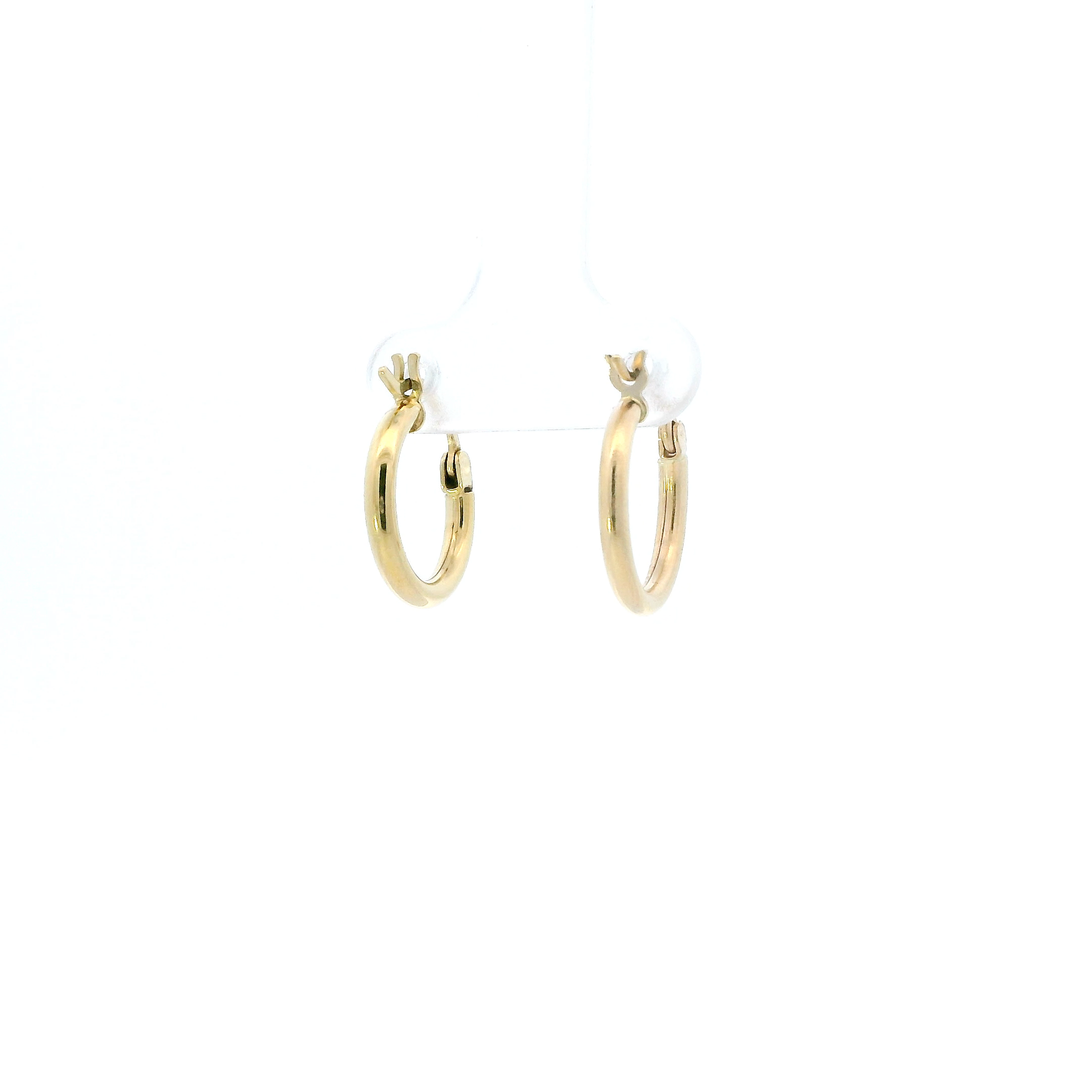 14K Yellow Gold Tube Hoop Earrings