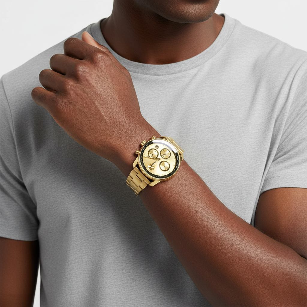 Movado Bold Verso Chronograph With Aftermarket Band Mens Wristwatch - MB.01.1.34.6612