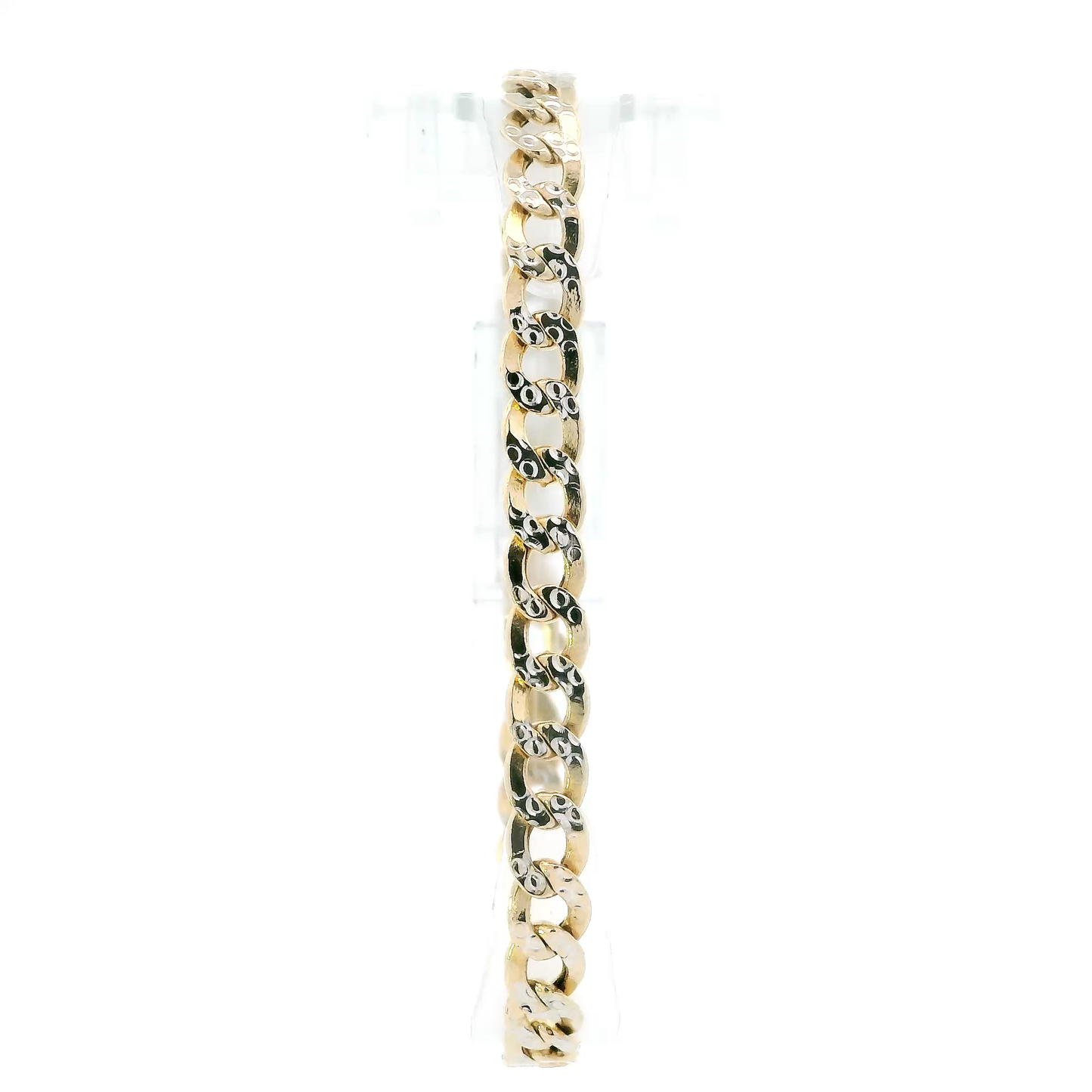 14K Yellow Gold 8.25" Diamond Cut Curb Bracelet