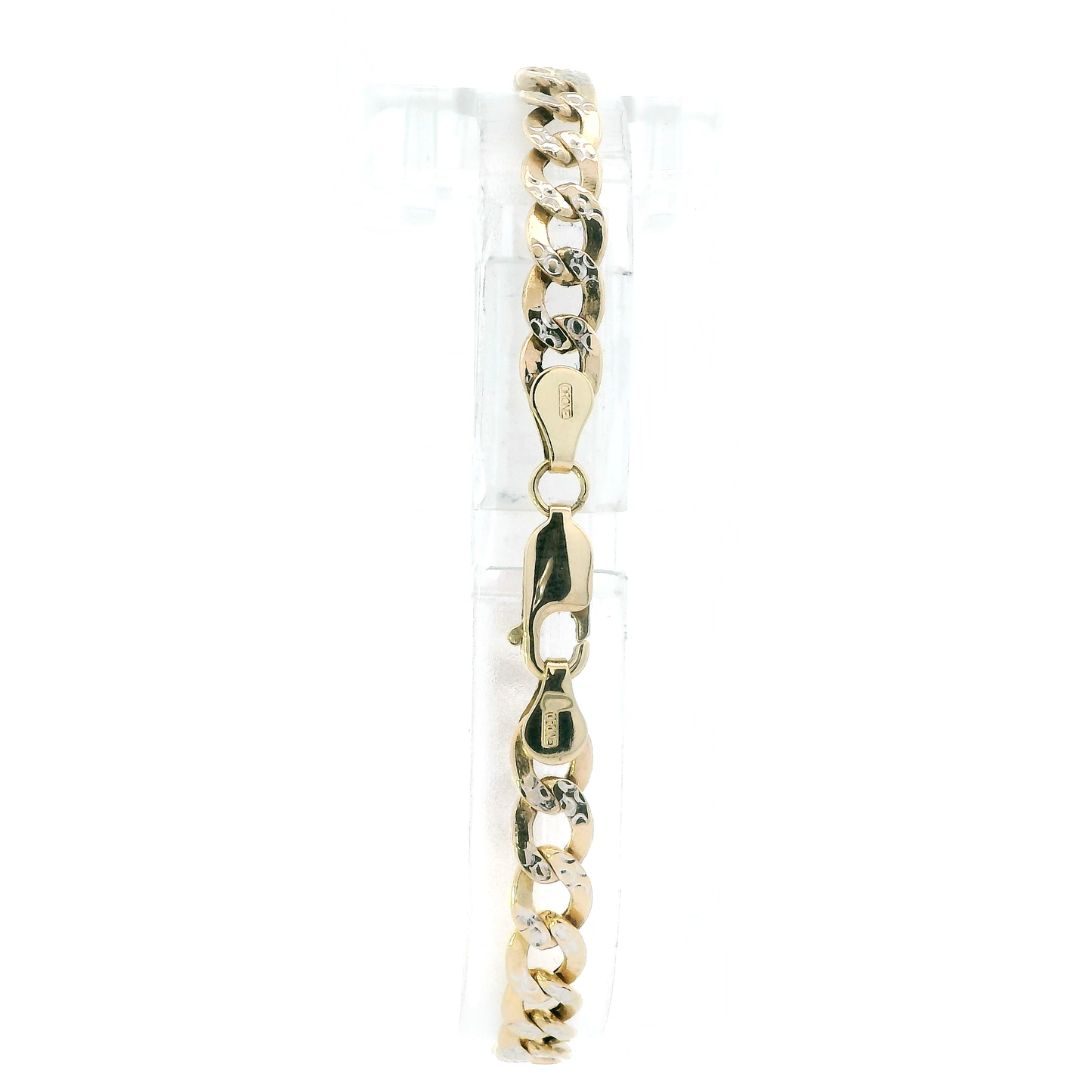 14K Yellow Gold 8.25" Diamond Cut Curb Bracelet