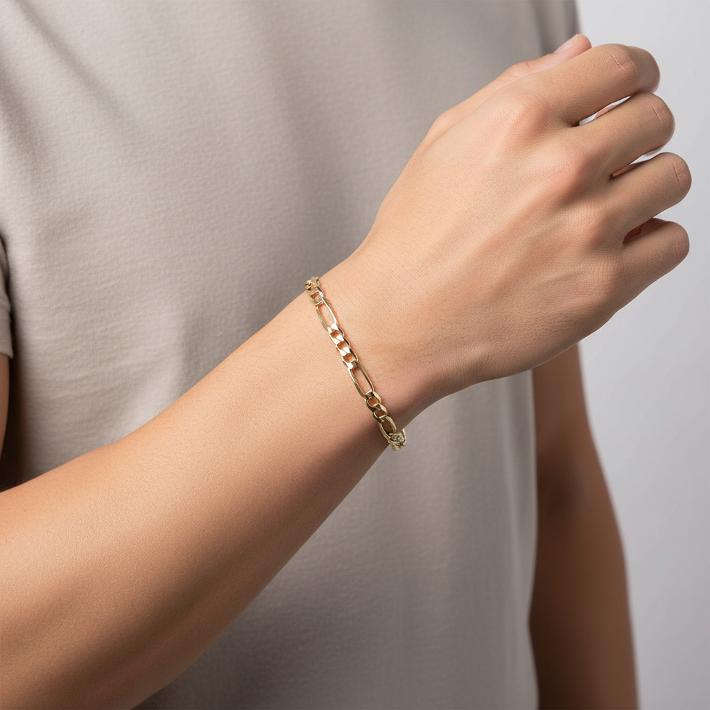10K Yellow Gold 8.75" Figaro Bracelet