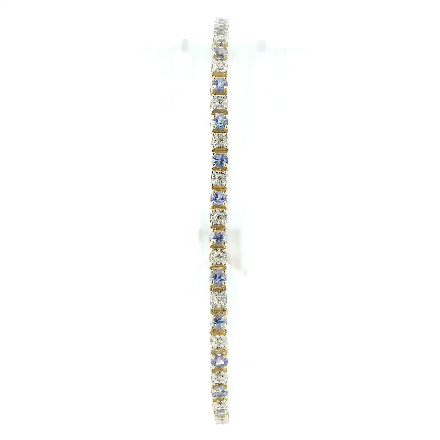 14K Yellow Gold 7" Diamond & Tanzanite Bracelet - 0.15ct