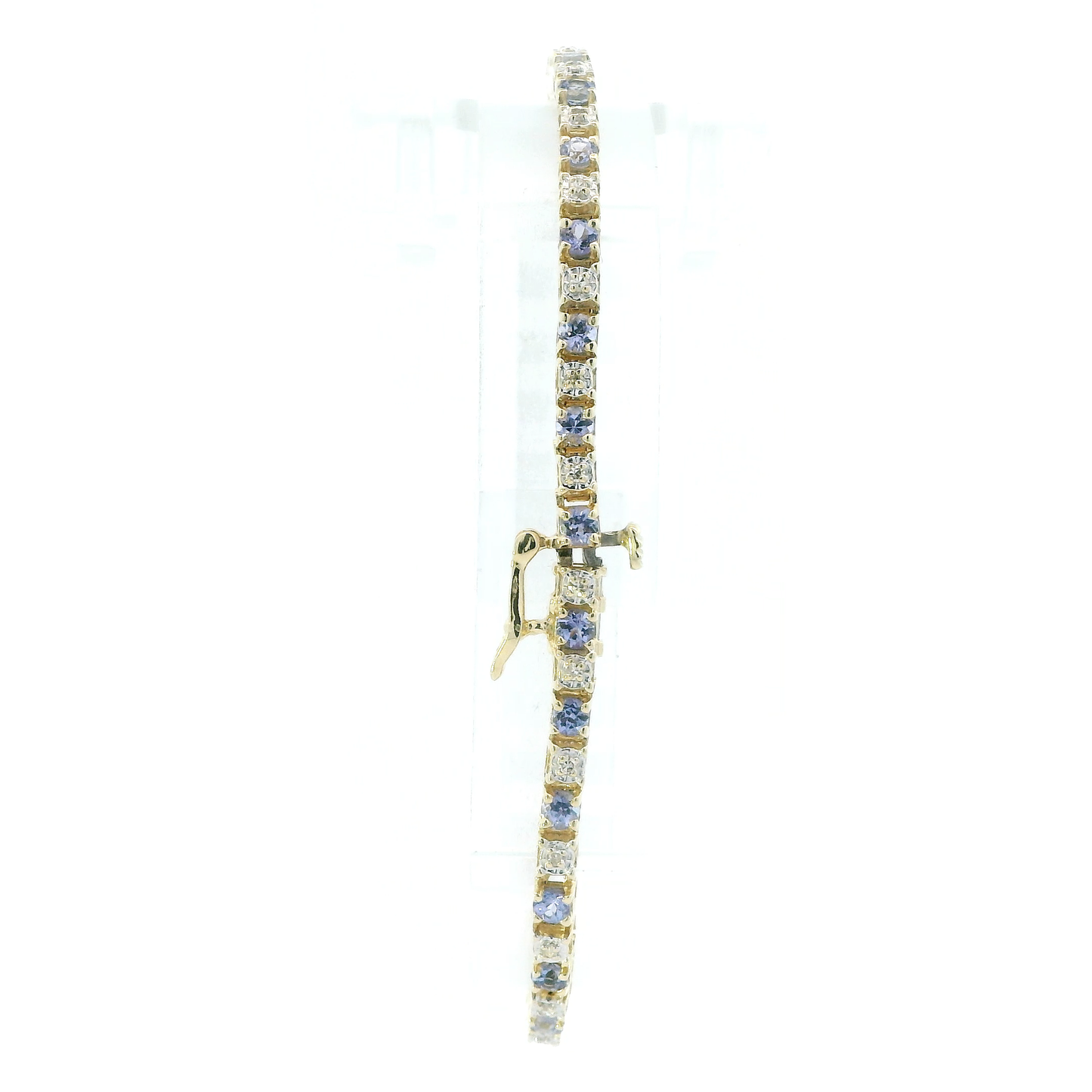 14K Yellow Gold 7" Diamond & Tanzanite Bracelet - 0.15ct