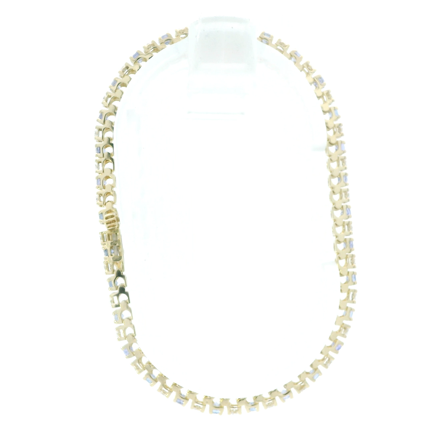 14K Yellow Gold 7" Diamond & Tanzanite Bracelet - 0.15ct