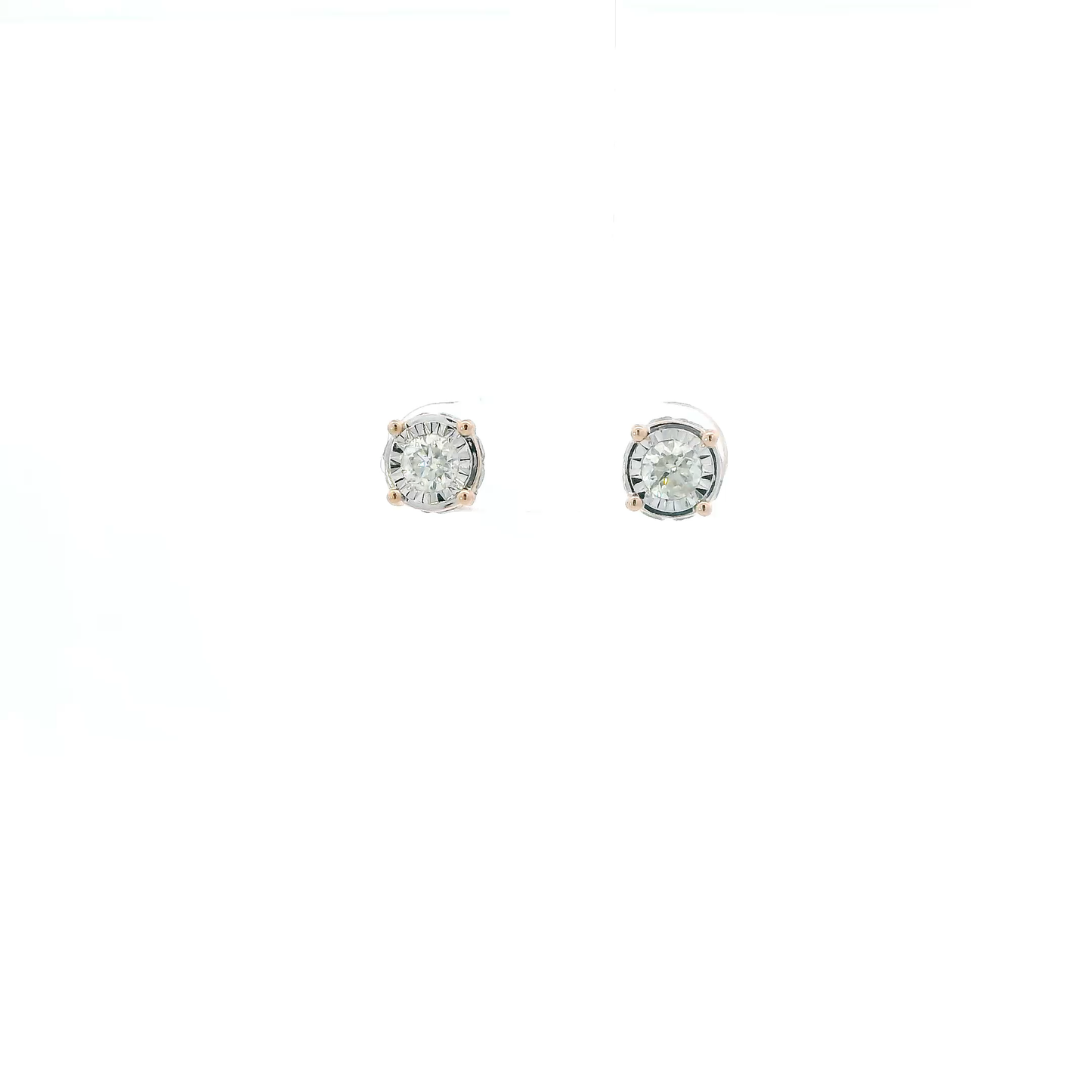 14K Rose Gold Diamond Screwback Earrings - 1.08ct