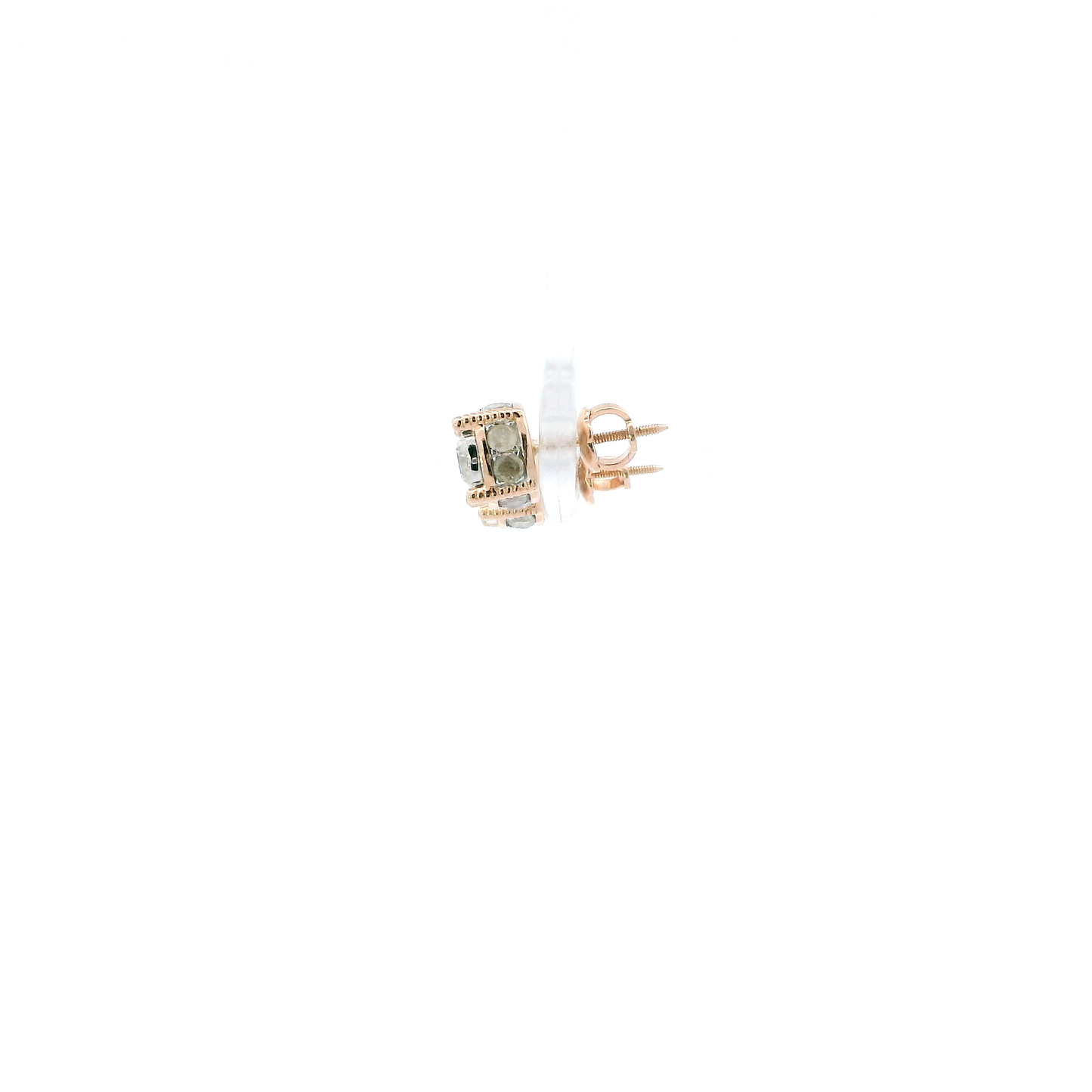 14K Rose Gold Diamond Screwback Earrings - 1.08ct