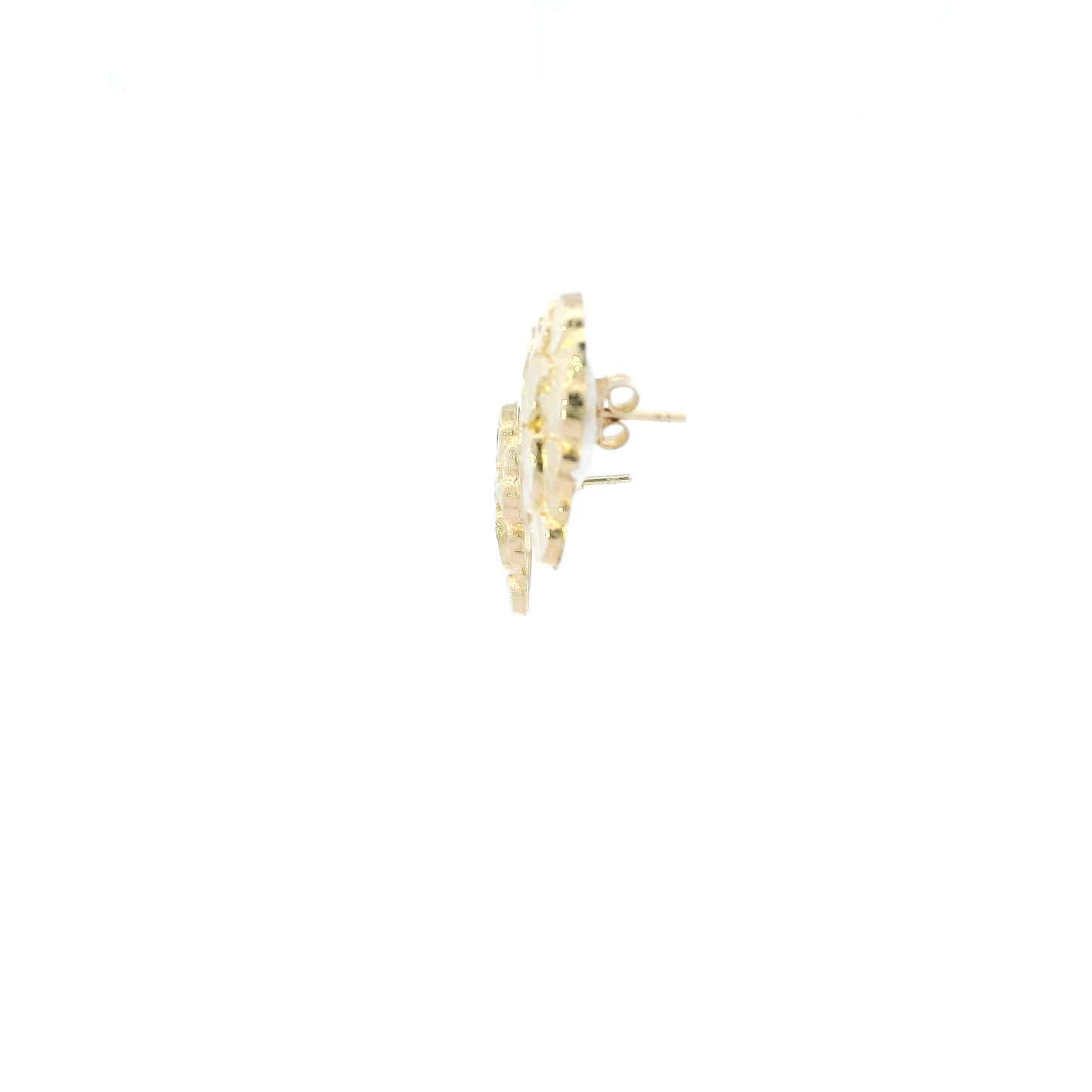 10K Yellow Gold Nugget Heart Stud Earrings