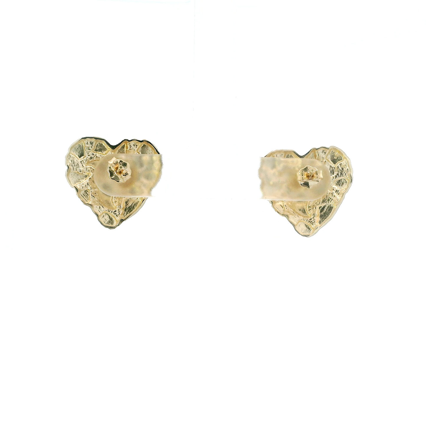 10K Yellow Gold Nugget Heart Stud Earrings
