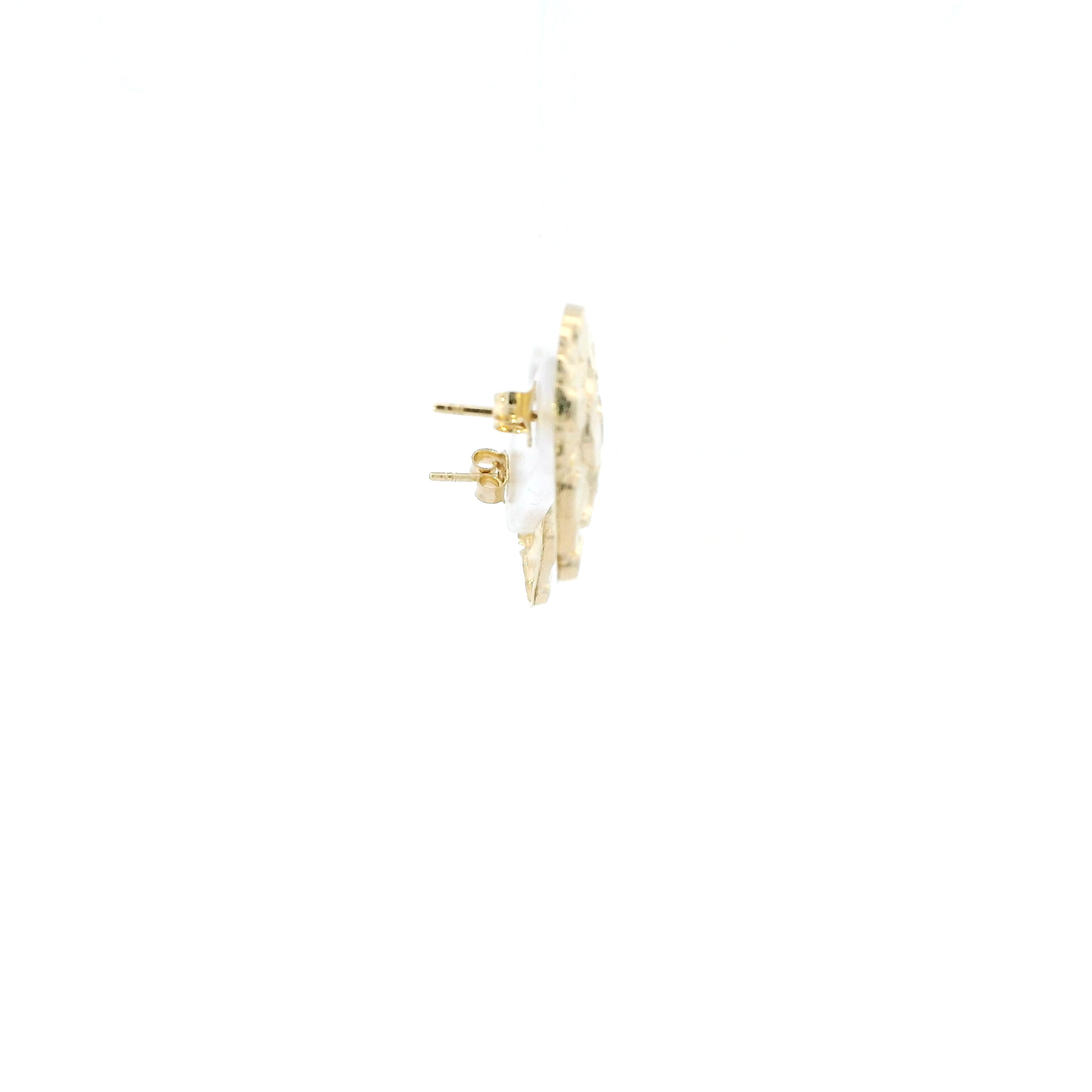 10K Yellow Gold Nugget Heart Stud Earrings