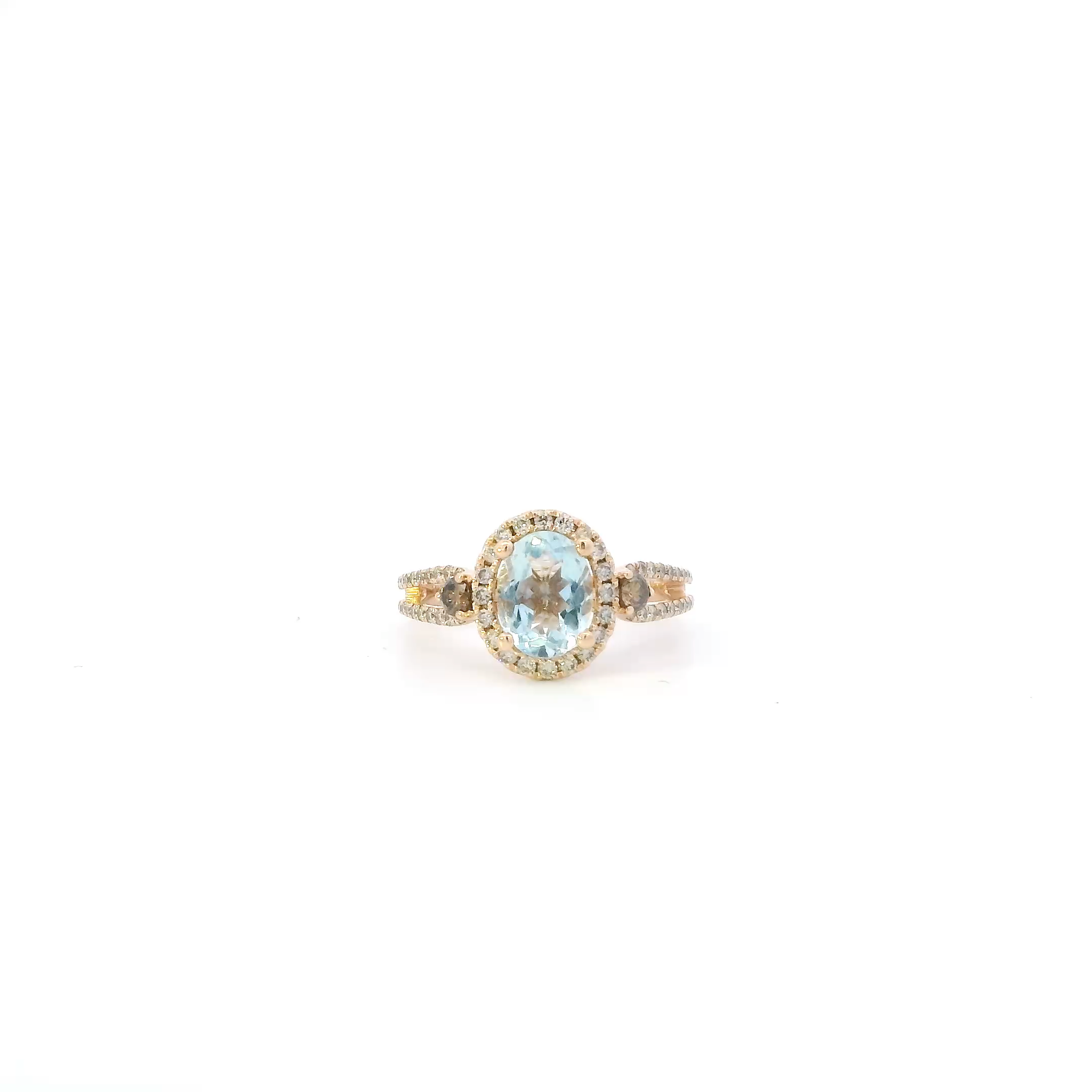 14K Rose Gold Aquamarine & Diamond 