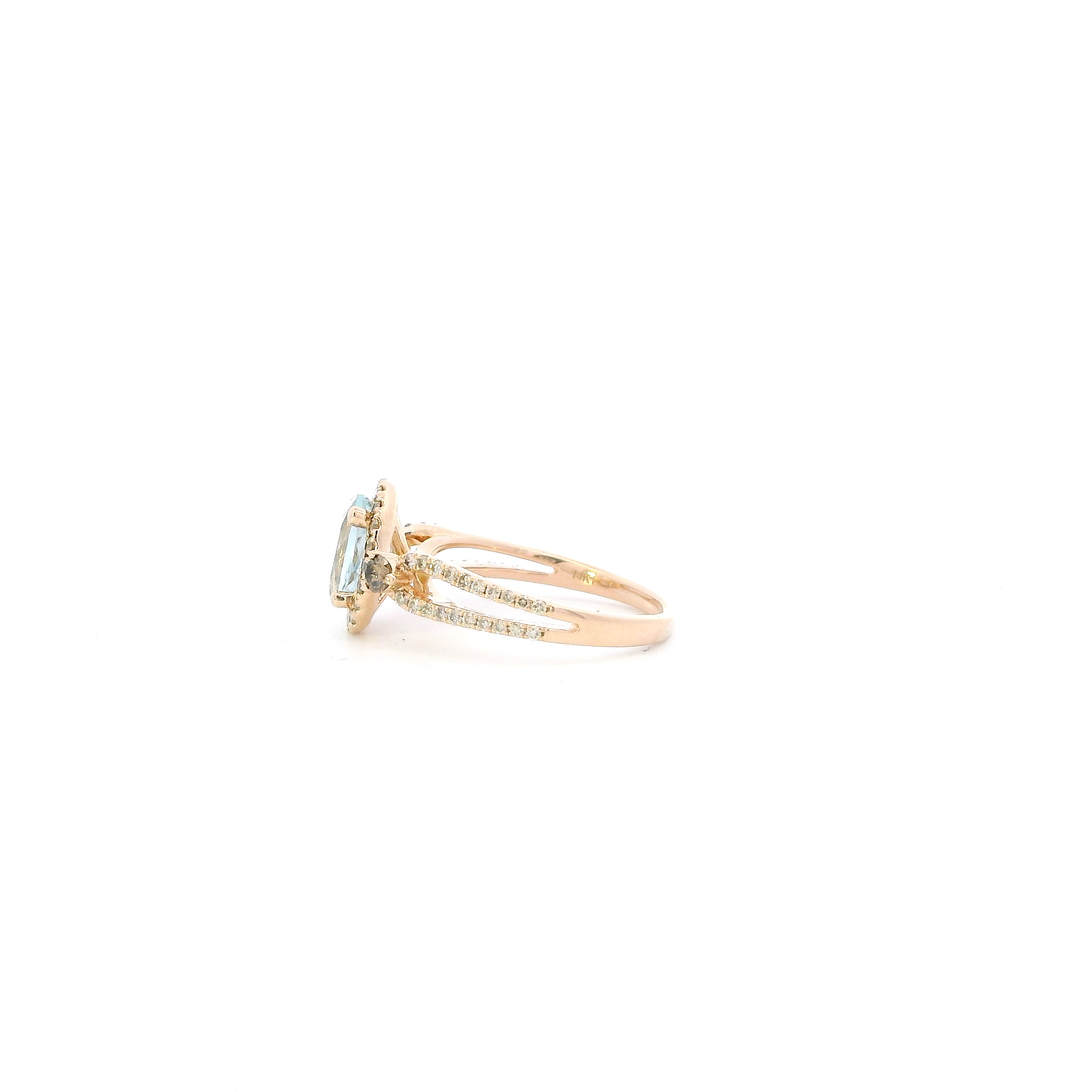 14K Rose Gold Aquamarine & Diamond 