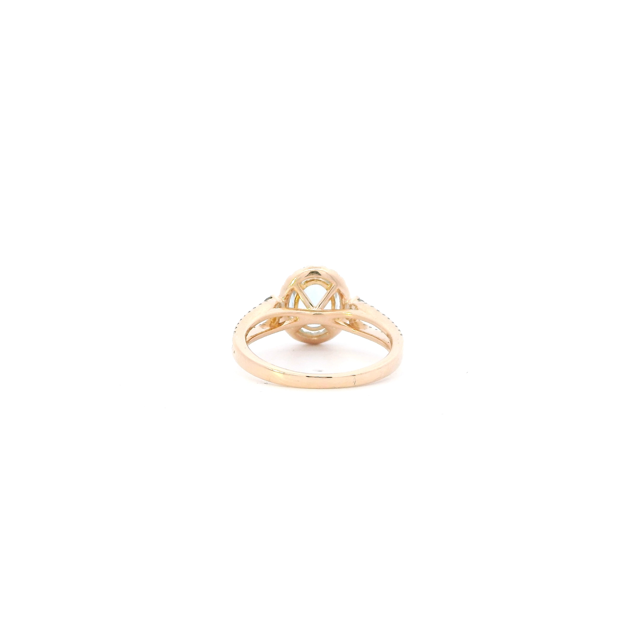 14K Rose Gold Aquamarine & Diamond 