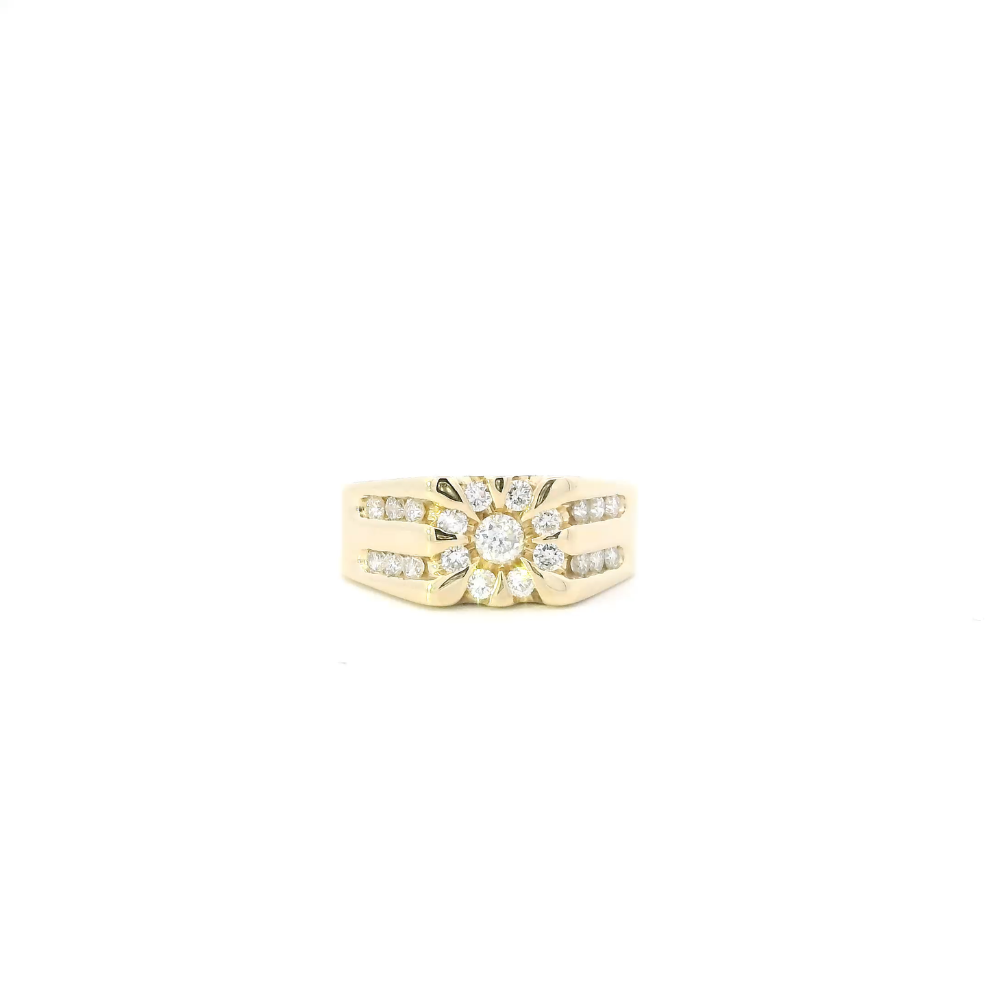 14K Yellow Gold Diamond Mens Ring - 0.80ct